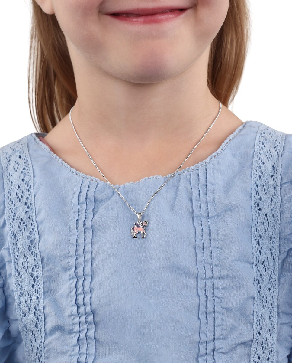 Imagen 4 de Collar para niñas, plata de ley 925 | unicornio - Lily Princesa - Plata Plata