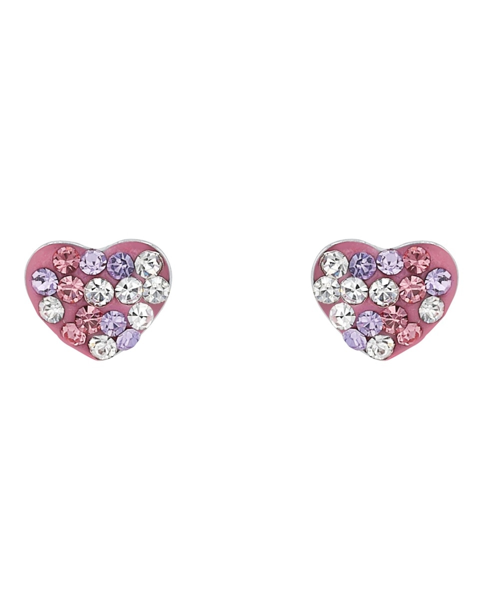 Pendiente de botón para niñas, de ley 925 | corazón - Lily Princesa - Plata Plata-3