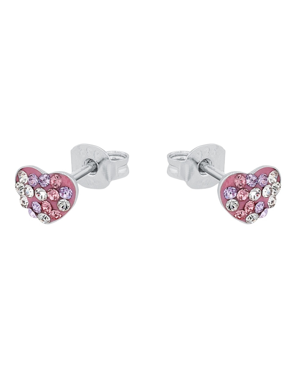 Pendiente de botón para niñas, de ley 925 | corazón - Lily Princesa - Plata Plata-5