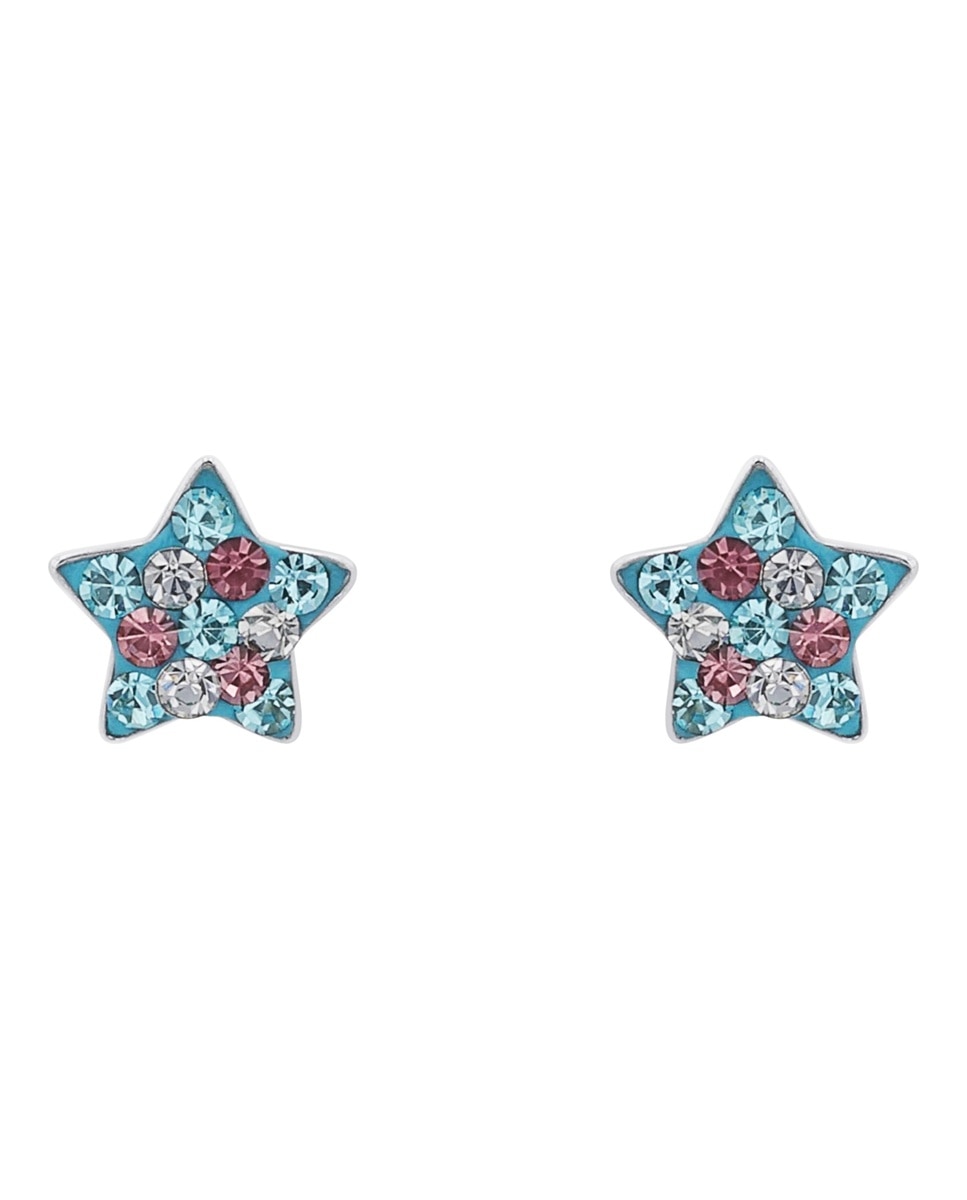 Pendiente de botón para niñas, plata de ley 925 | estrella - Lily Princesa - Plata Plata-3