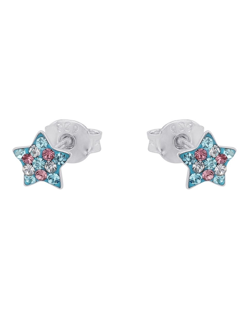 Pendiente de botón para niñas, plata de ley 925 | estrella - Lily Princesa - Plata Plata-5