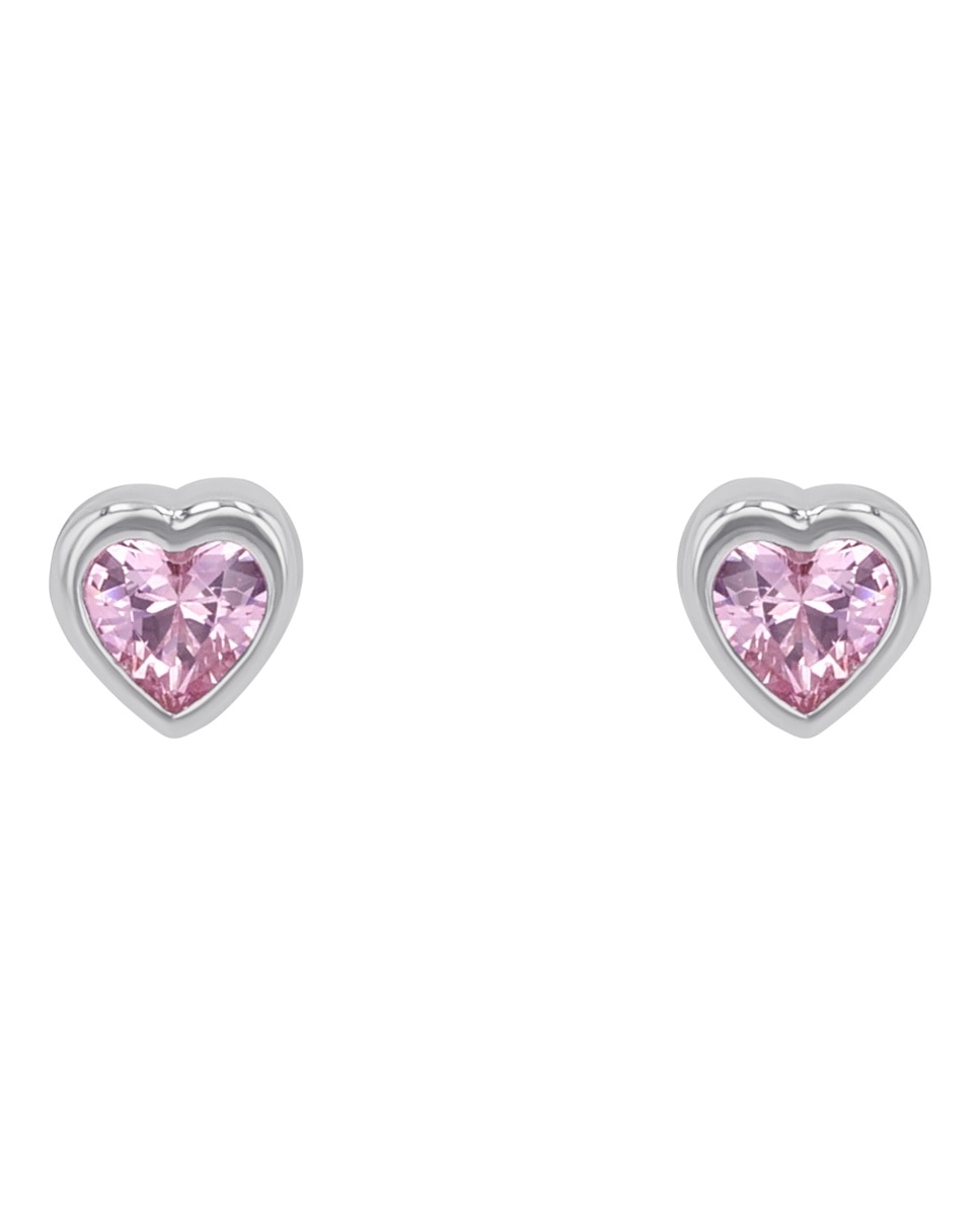 Pendiente de botón para niñas, plata de ley 925 | corazón - Lily Princesa - Plata Plata-3