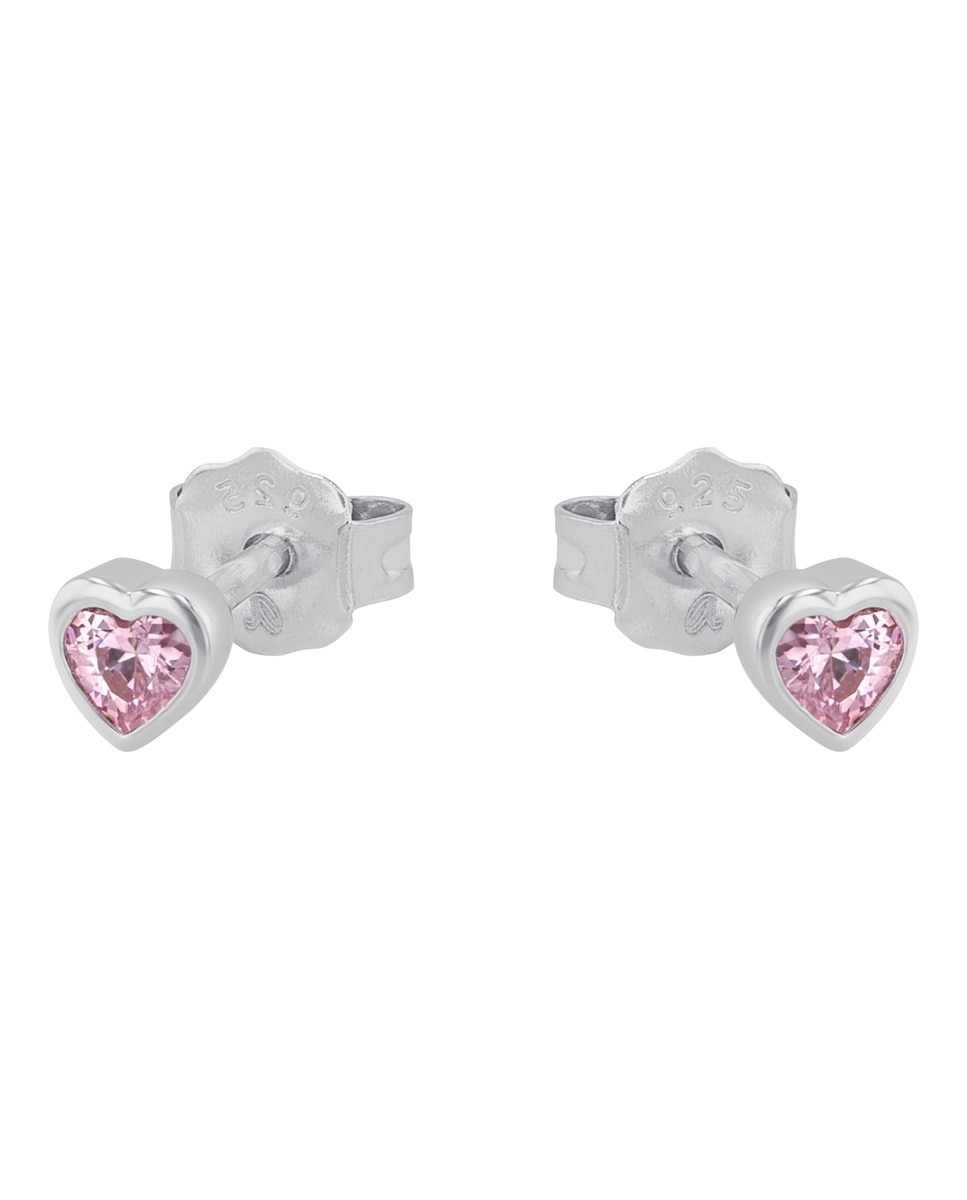 Pendiente de botón para niñas, plata de ley 925 | corazón - Lily Princesa - Plata Plata-5
