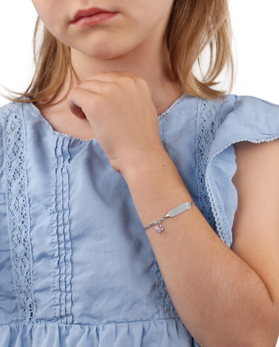 Pulseras identificativas para niñas, plata de ley 925 | corazón - Lily Princesa - Plata Plata-4