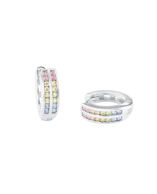 Imagen 0 de Pendientes de niña de plata multicolor con circonitas