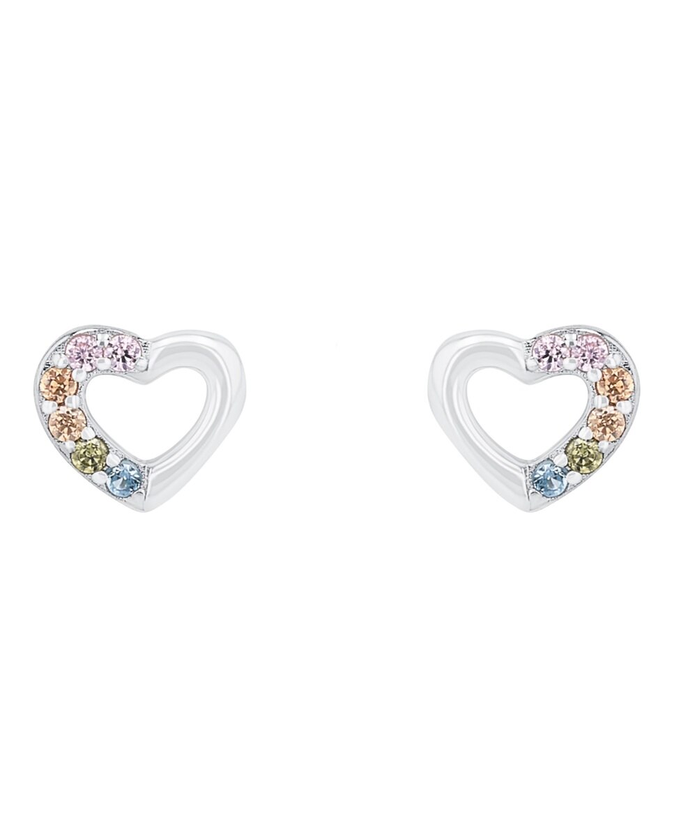 Pendiente de botón para niñas, de ley 925 | corazón - Lily Princesa - Plata Plata-3