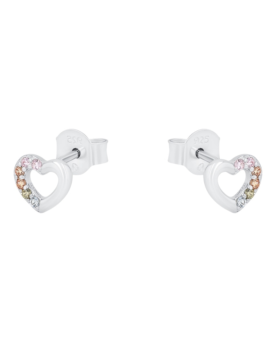 Pendiente de botón para niñas, de ley 925 | corazón - Lily Princesa - Plata Plata-5