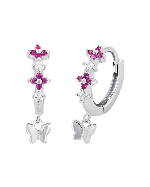 Imagen 0 de Pendientes de niña de plata multicolor con circonitas