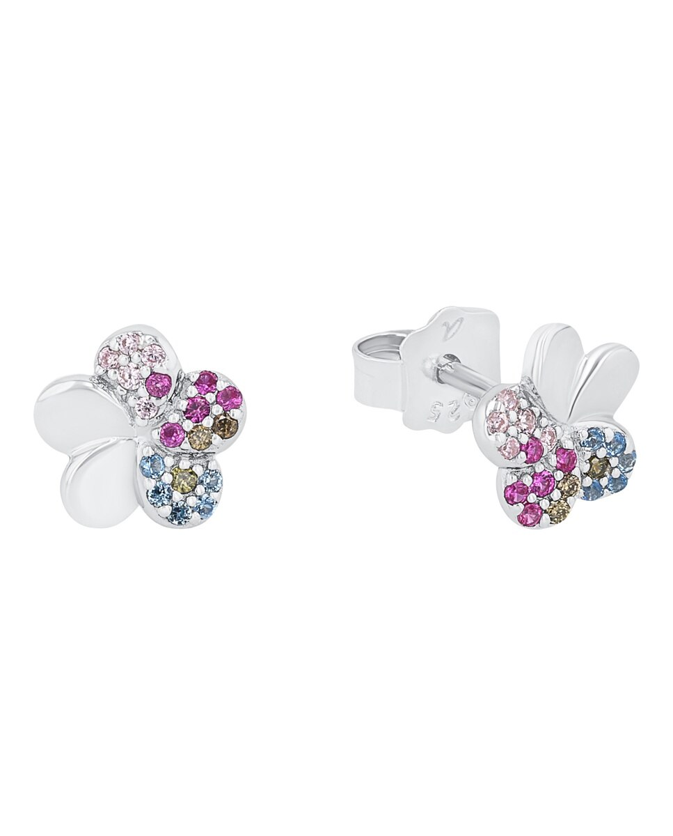 Pendiente de botón para niñas, plata de ley 925 | flor - Lily Princesa - Plata Plata-2