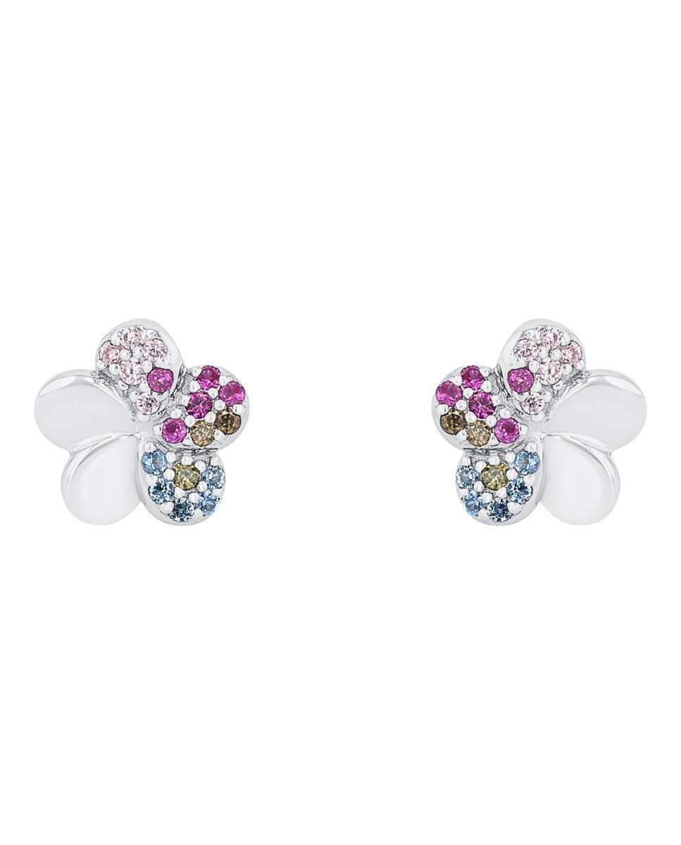 Pendiente de botón para niñas, plata de ley 925 | flor - Lily Princesa - Plata Plata-3