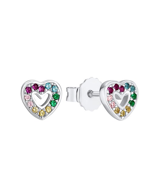 Imagen 0 de Pendientes de niña de plata multicolor con circonitas