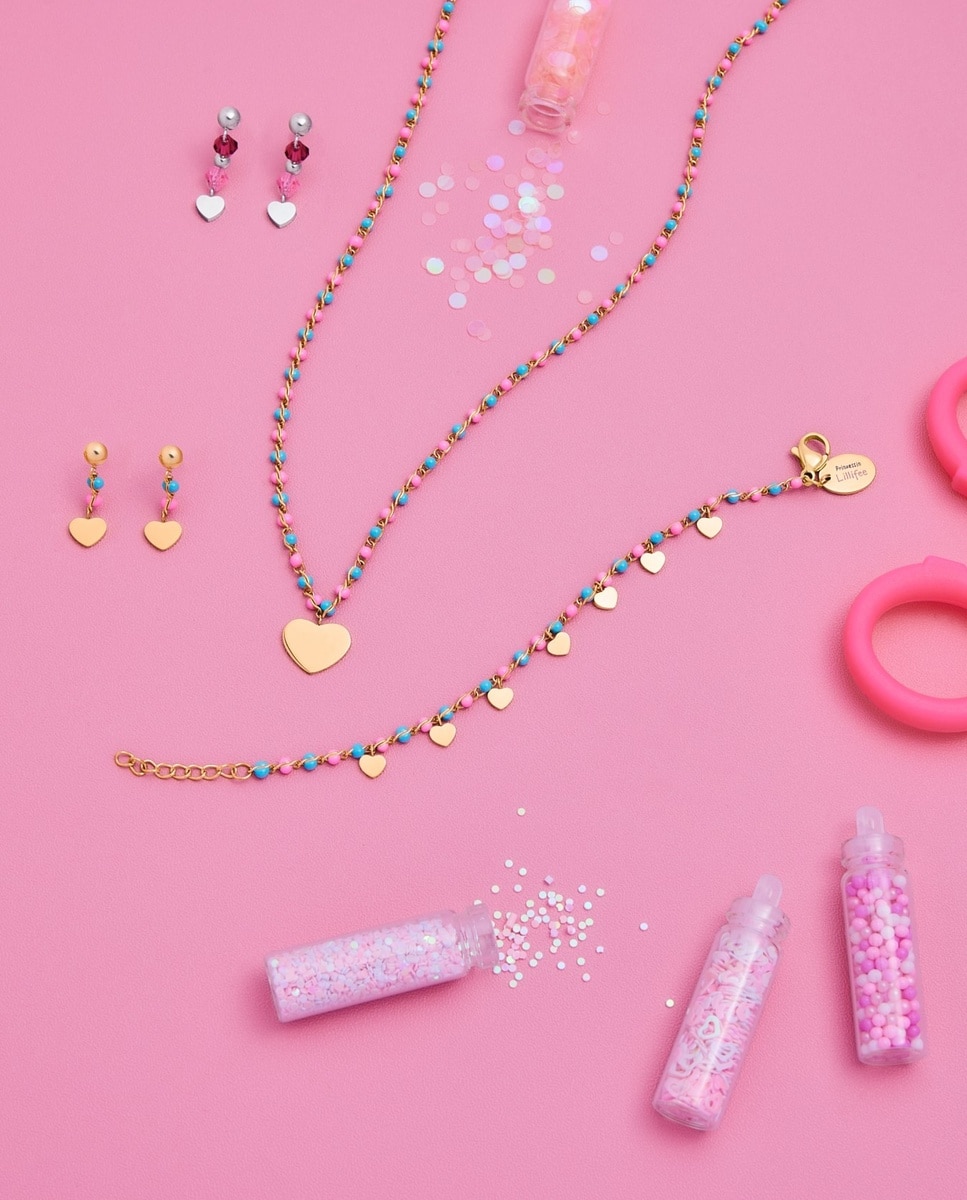 Collares con colgante para niñas, acero inoxidable | corazón - Lily Princesa - Oro Oro-6