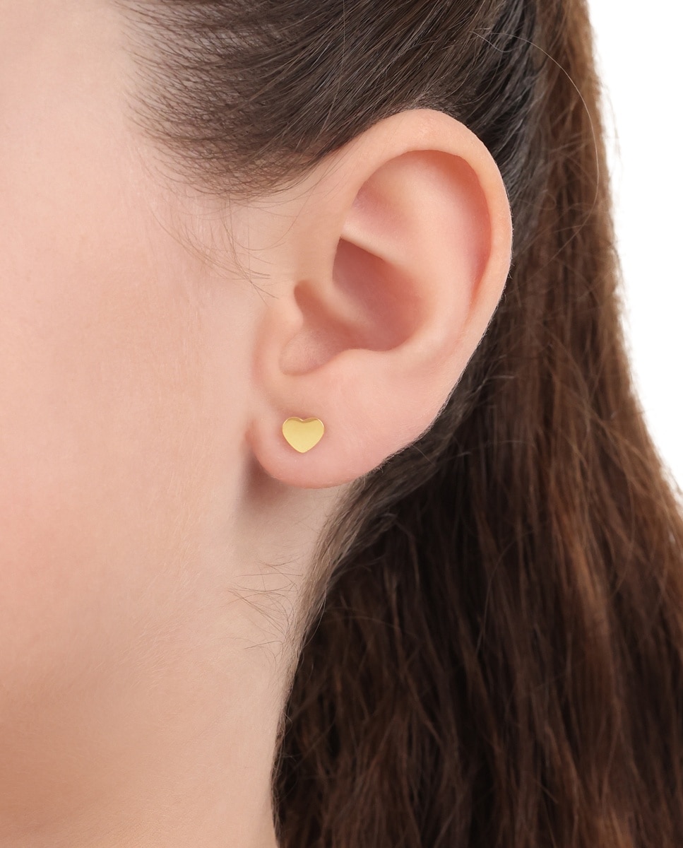 Pendiente de botón para niñas, acero inoxidable | corazón - Lily Princesa - Oro Oro-4