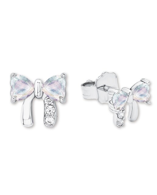 Imagen 0 de Pendientes de niña de plata multicolor con circonitas