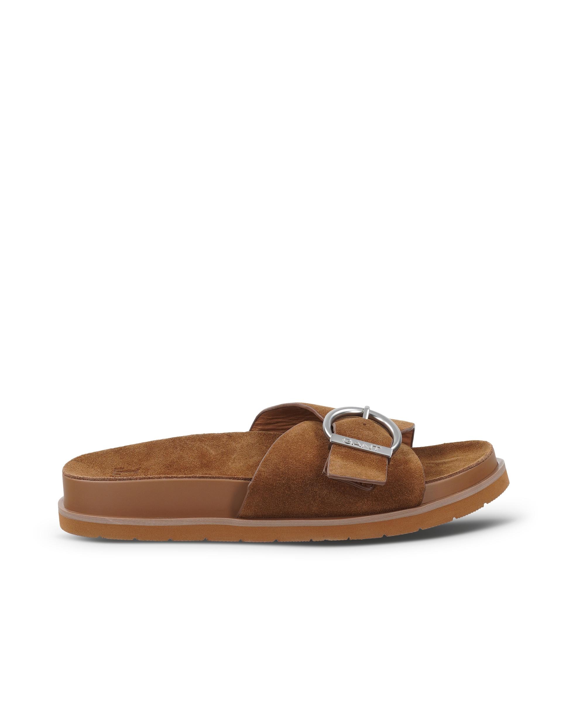 Sandalias de pala de mujer de piel con hebilla - Gant - Marrón oscuro Marrón oscuro-1