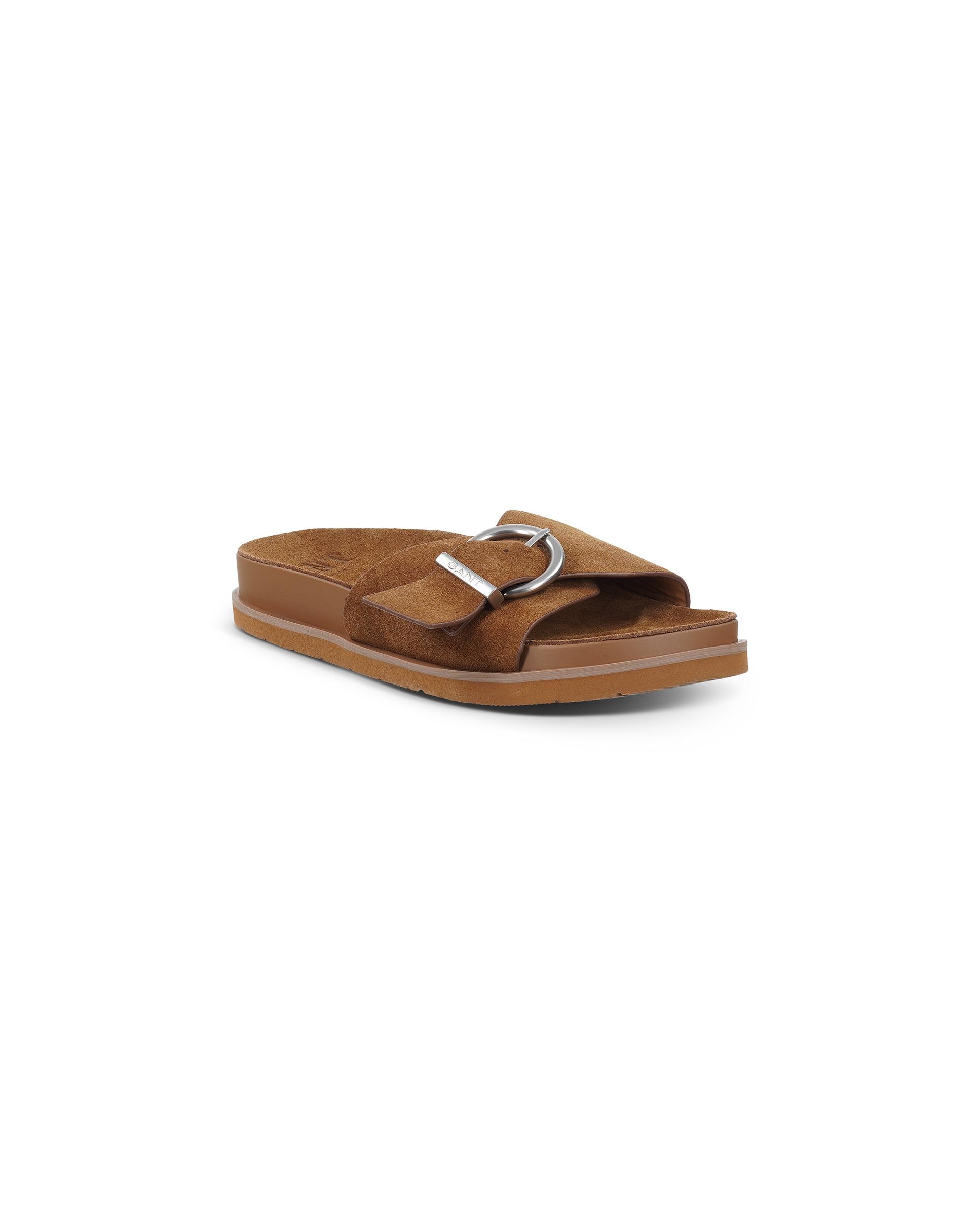 Sandalias de pala de mujer de piel con hebilla - Gant - Marrón oscuro Marrón oscuro-2