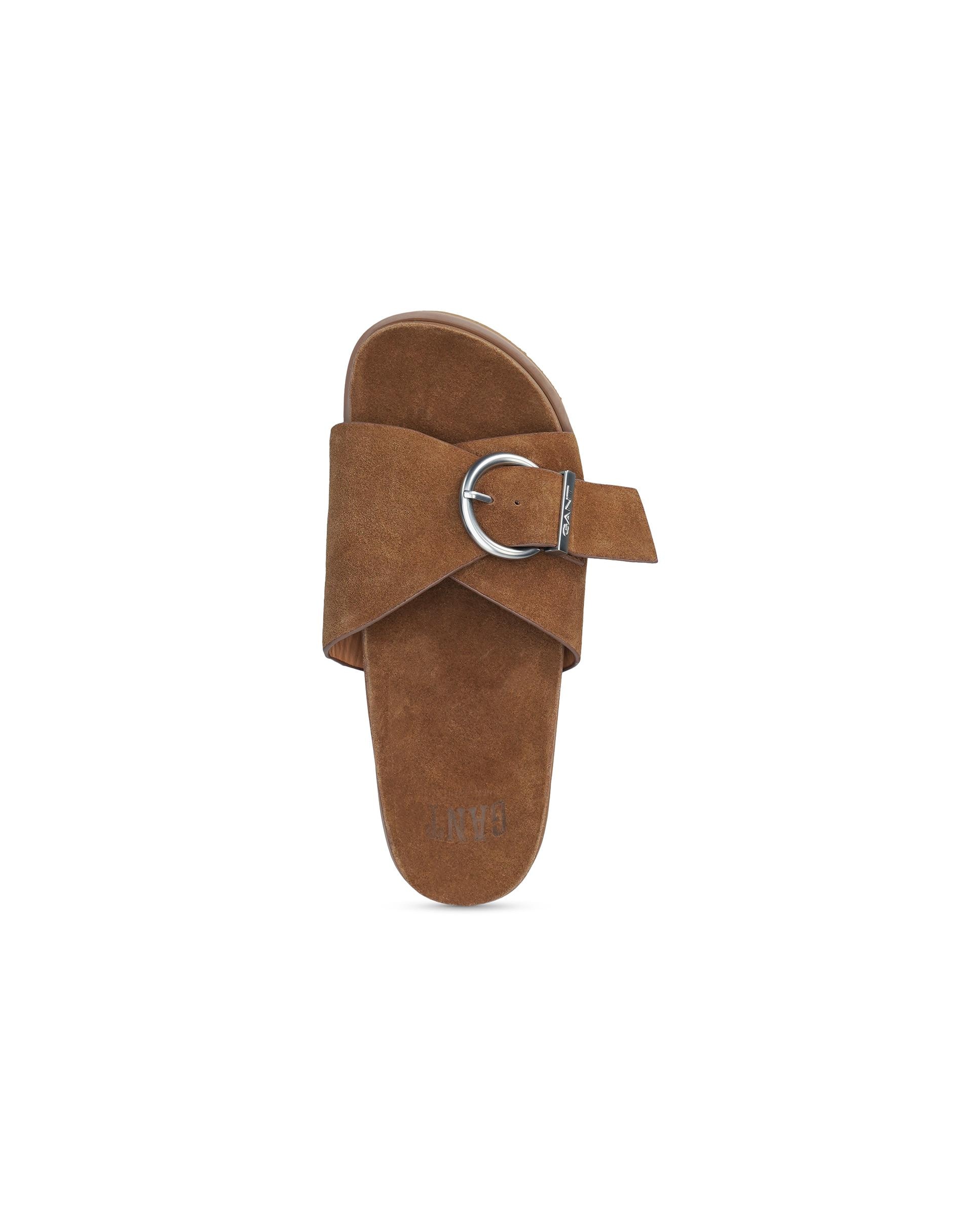 Sandalias de pala de mujer de piel con hebilla - Gant - Marrón oscuro Marrón oscuro-4