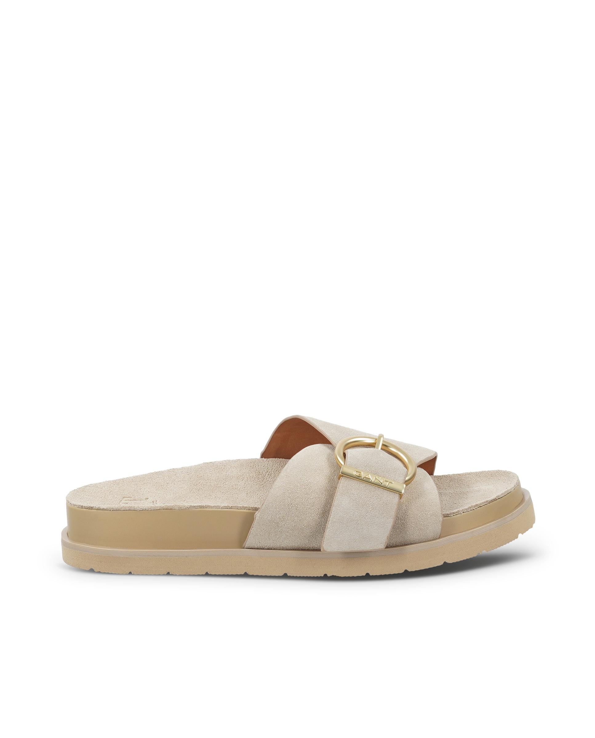 Imagen 0 de Sandalias de pala de mujer de piel con hebilla Beige