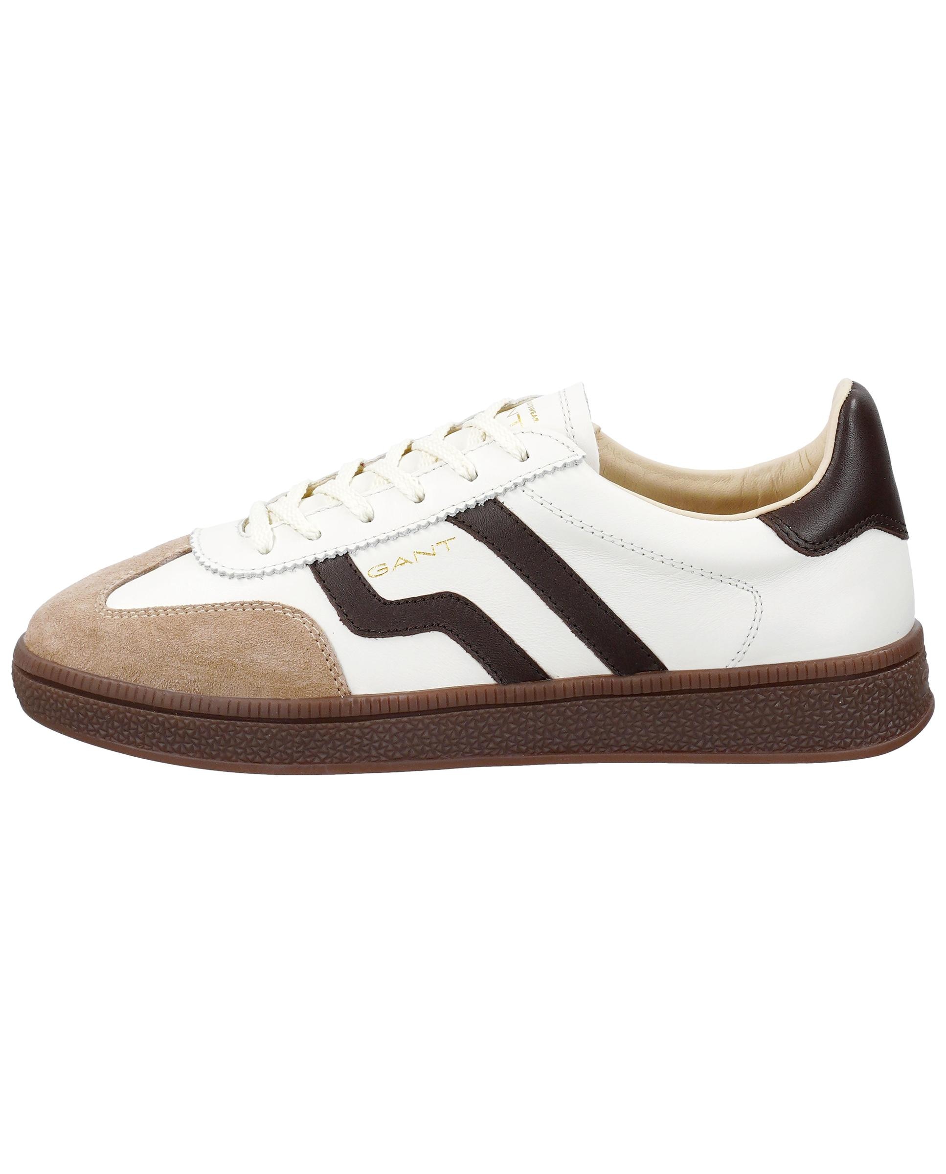 Zapatillas retro de mujer con ajuste de cordones y detalle lateral en contraste - Gant - Blanco / Roble Blanco / Roble-3