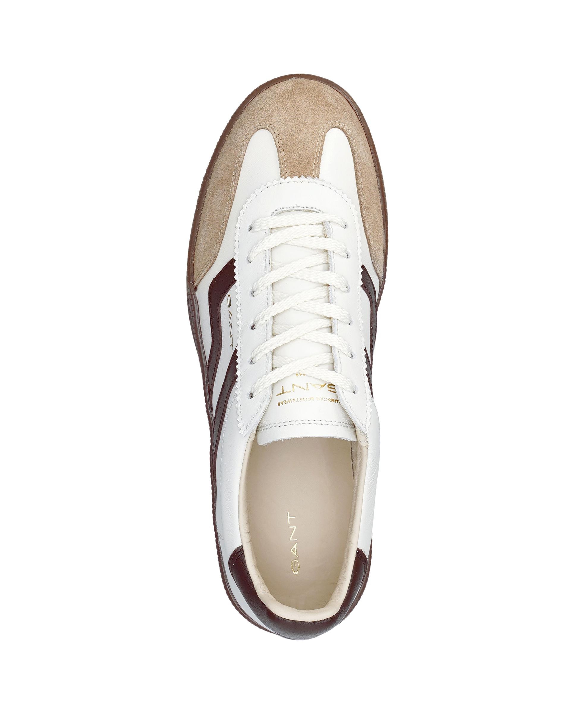 Zapatillas retro de mujer con ajuste de cordones y detalle lateral en contraste - Gant - Blanco / Roble Blanco / Roble-5
