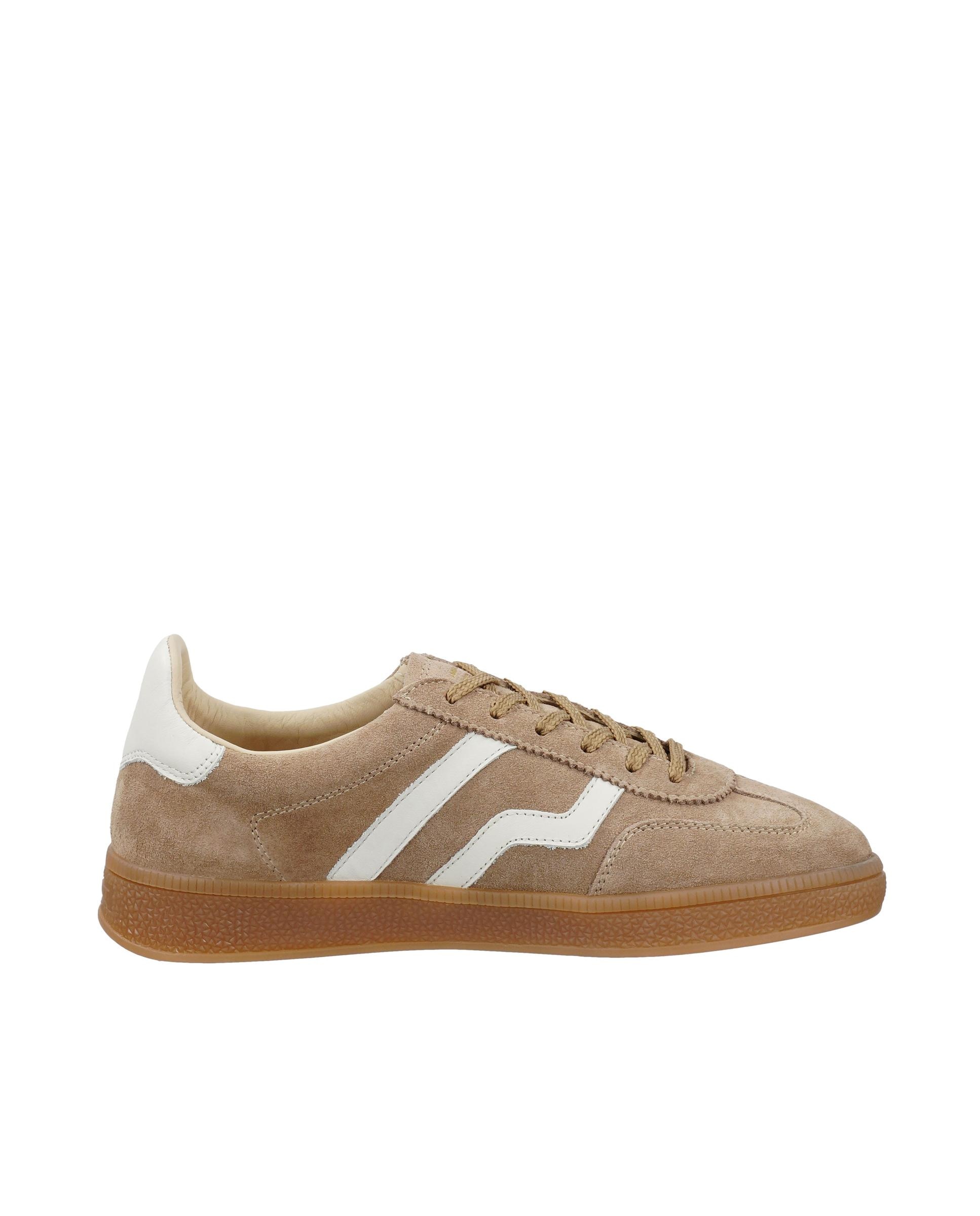 Imagen 0 de Zapatillas retro de mujer con ajuste de cordones y detalle lateral en contraste Crema