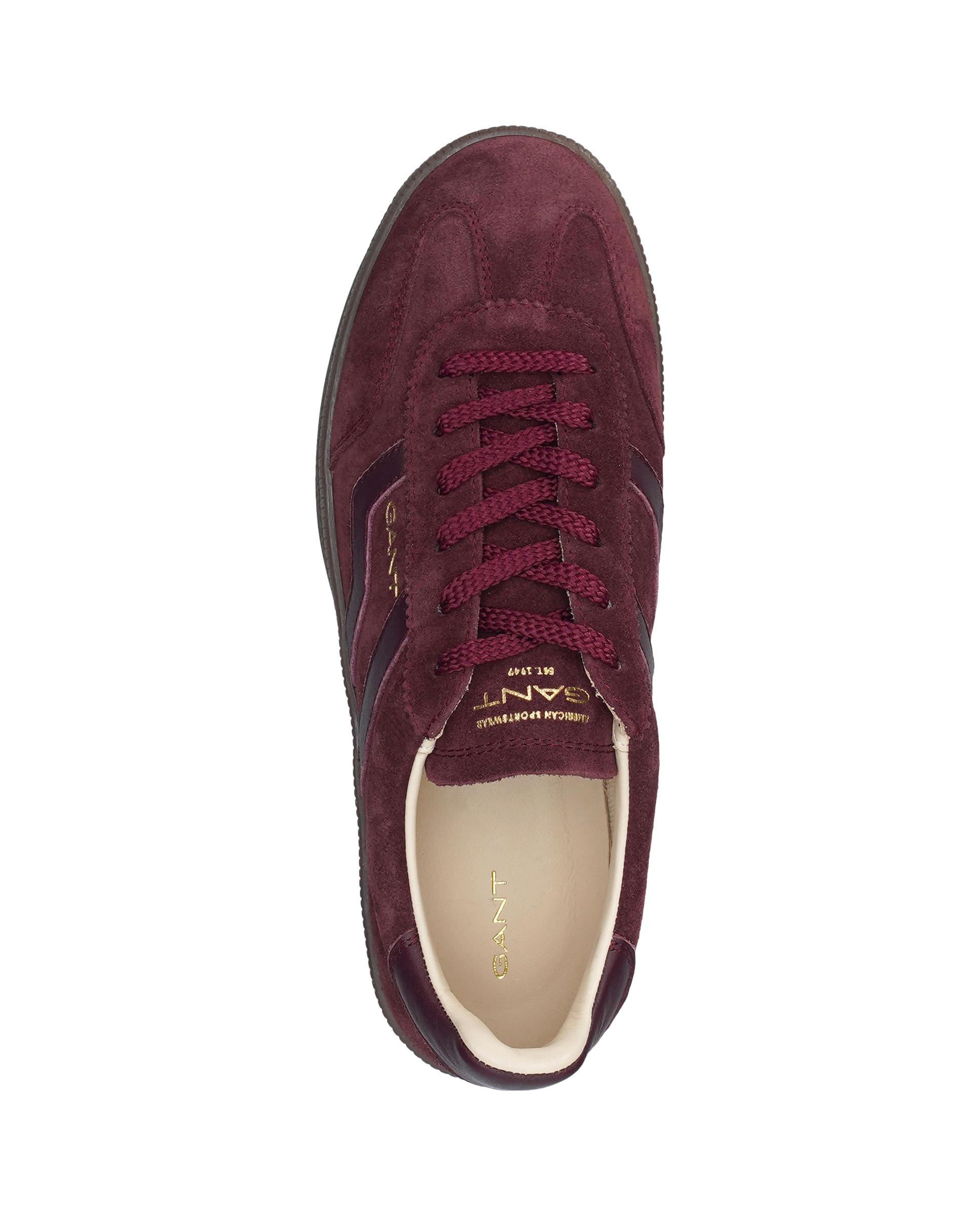 Zapatillas retro de mujer con ajuste de cordones y detalle lateral en contraste - Gant - Burdeos Burdeos-5