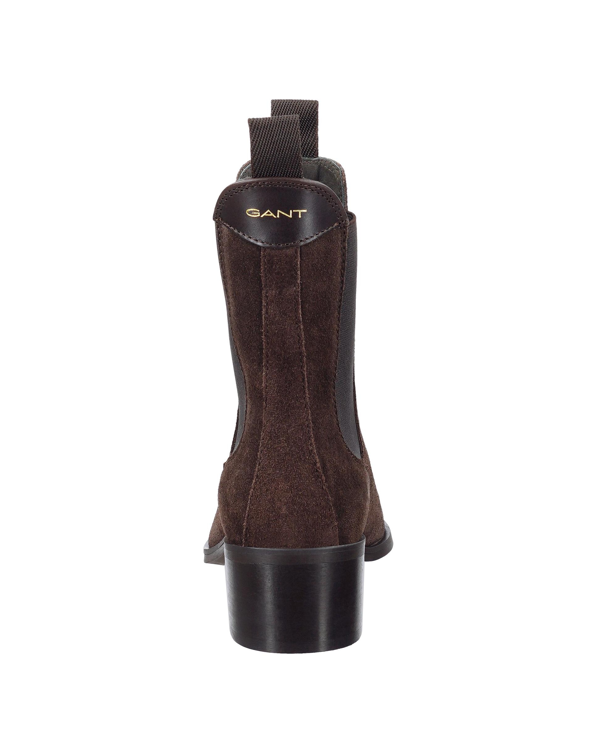 Botines de mujer de punta afilada con tacón de bloque - Gant - Marrón oscuro Marrón oscuro-4