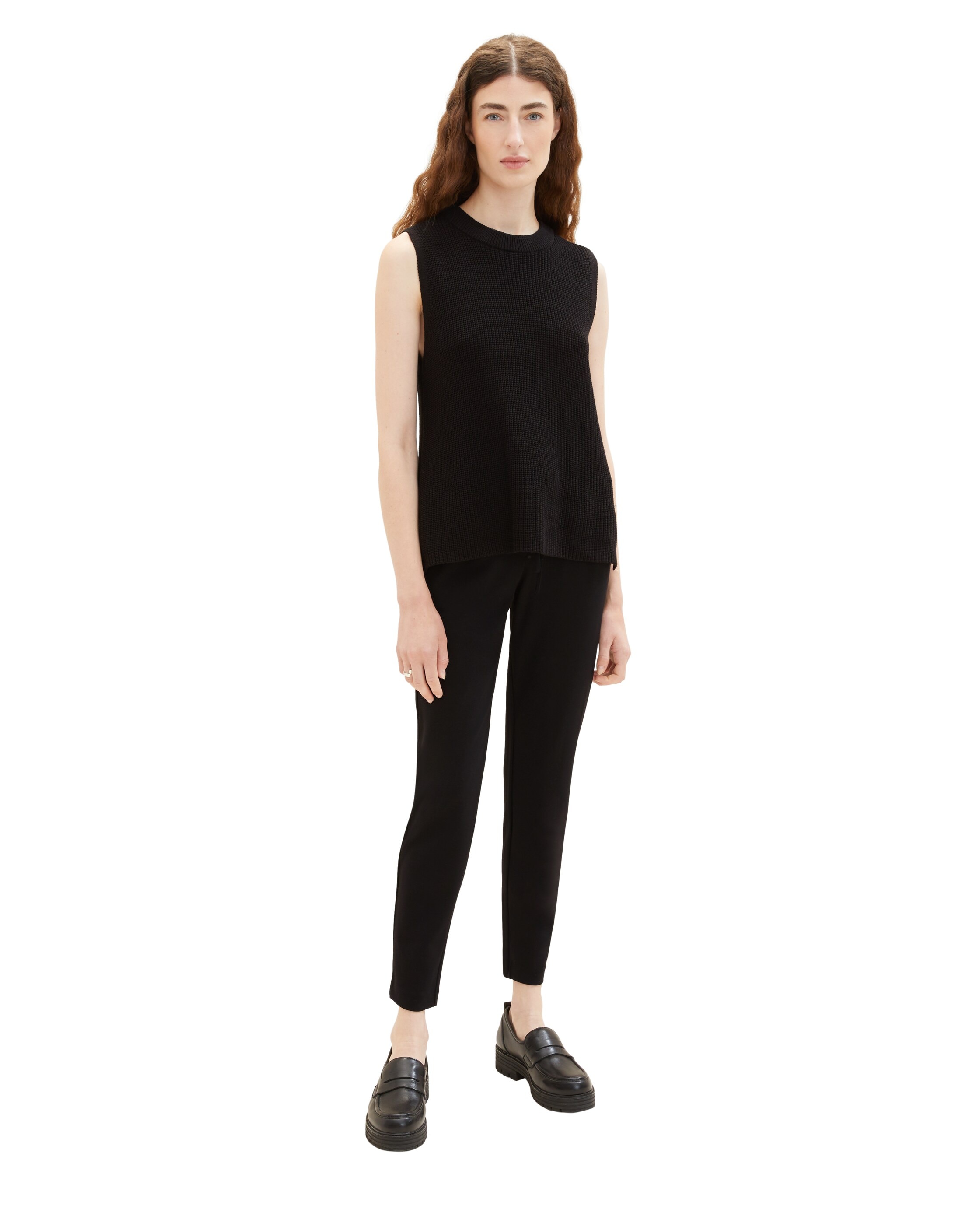 Pantalón ancho de mujer con cintura elástica y bolsillos - Tom Tailor - Negro Negro-1
