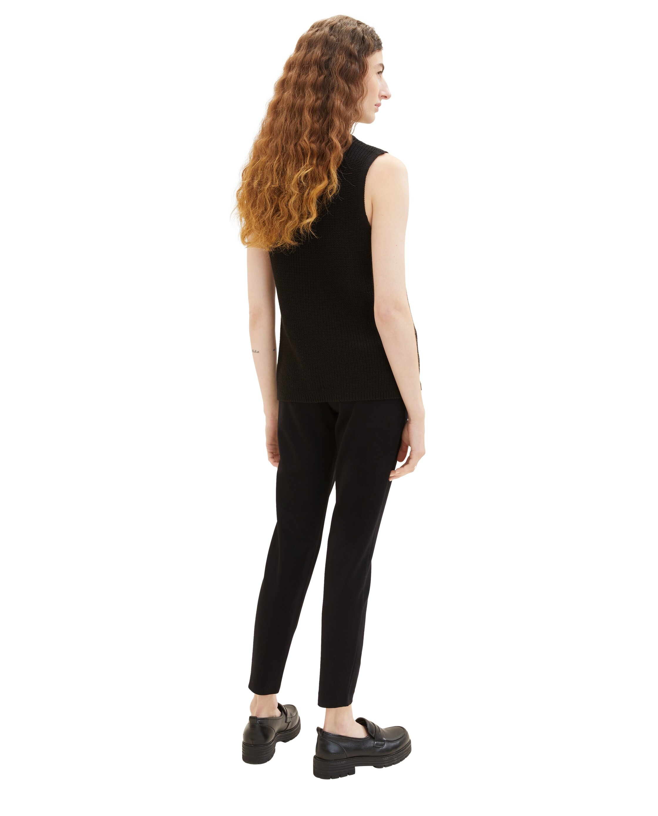 Pantalón ancho de mujer con cintura elástica y bolsillos - Tom Tailor - Negro Negro-2