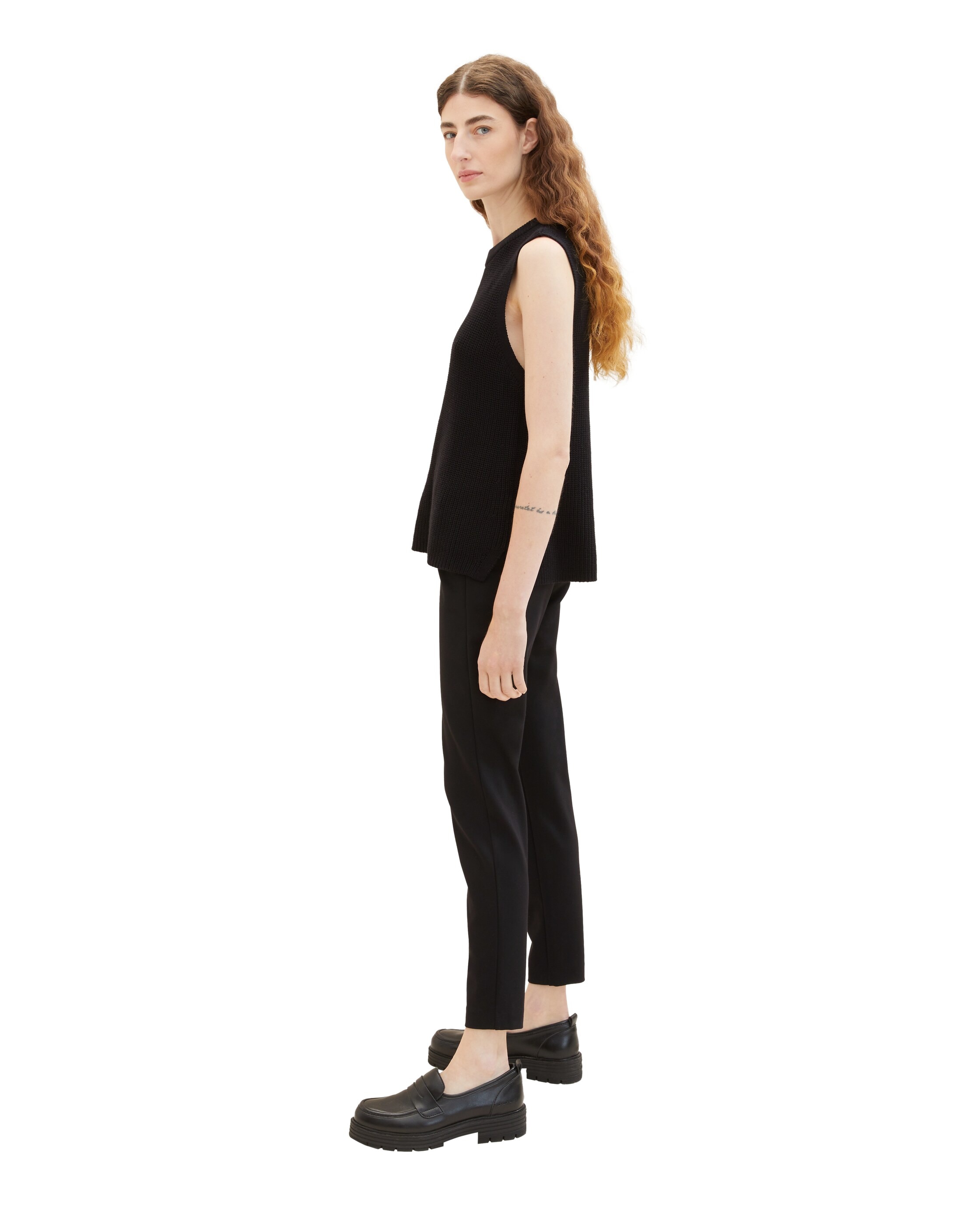 Pantalón ancho de mujer con cintura elástica y bolsillos - Tom Tailor - Negro Negro-3
