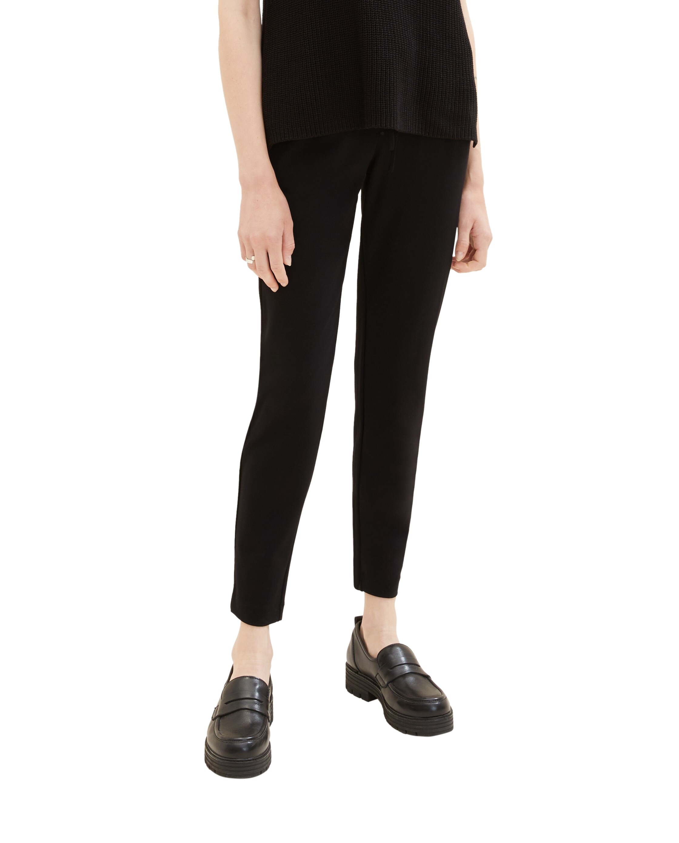 Pantalón ancho de mujer con cintura elástica y bolsillos - Tom Tailor - Negro Negro-4