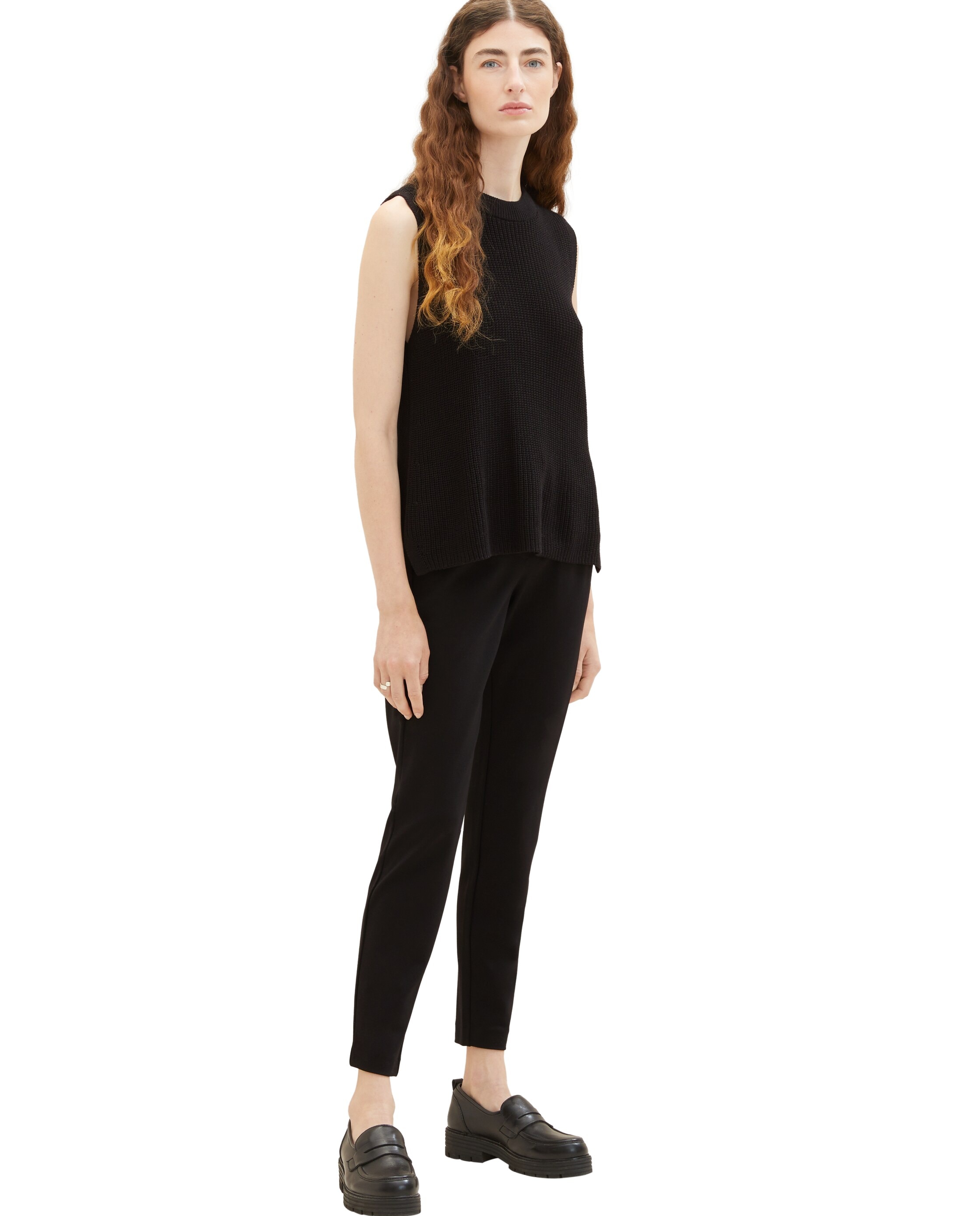 Pantalón ancho de mujer con cintura elástica y bolsillos - Tom Tailor - Negro Negro-5