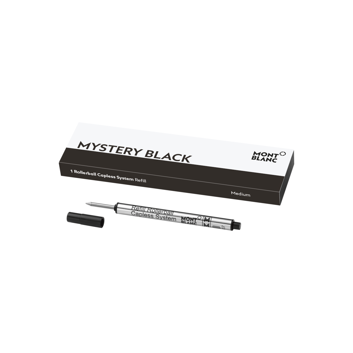 Recambio rollerball Montblanc sin capuchón color negro.