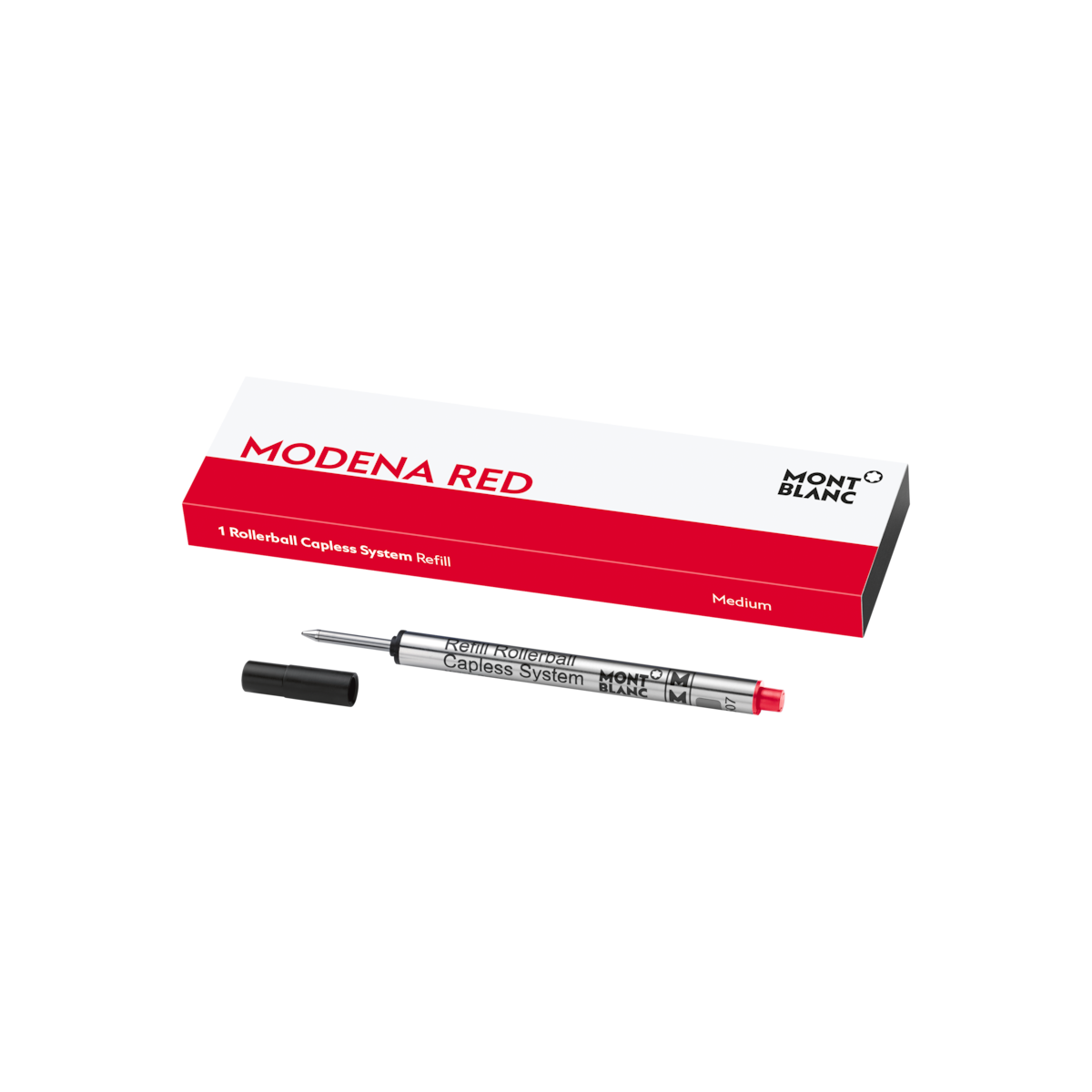 Recambio rollerball Montblanc sin capuchón color rojo.