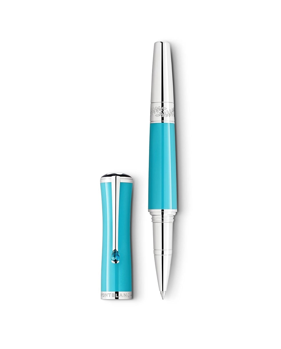 Rollerball Montblanc Edición Musas María Callas resina azul.