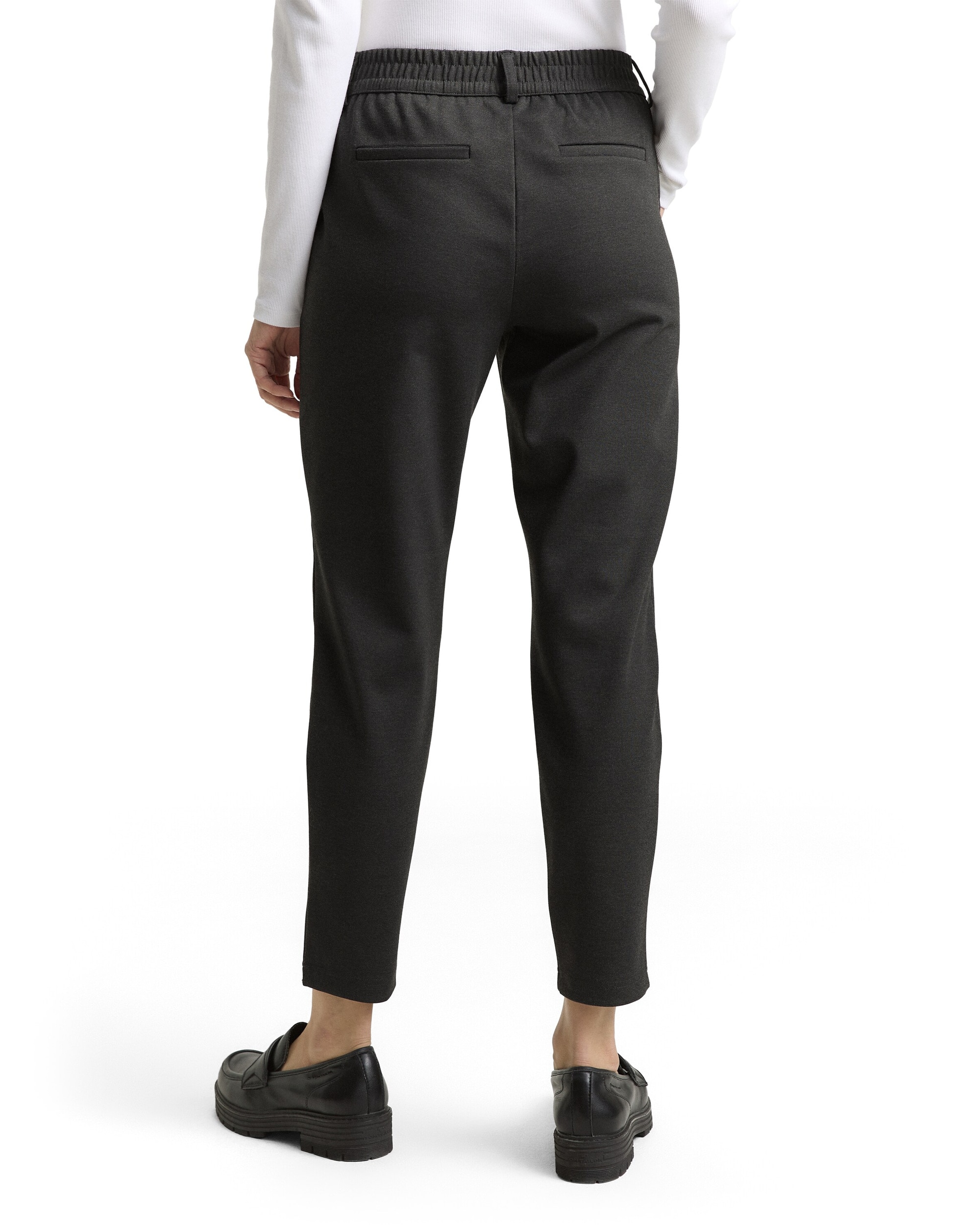 Pantalón recto de mujer con cintura media ajustable - Tom Tailor - Gris Gris-2