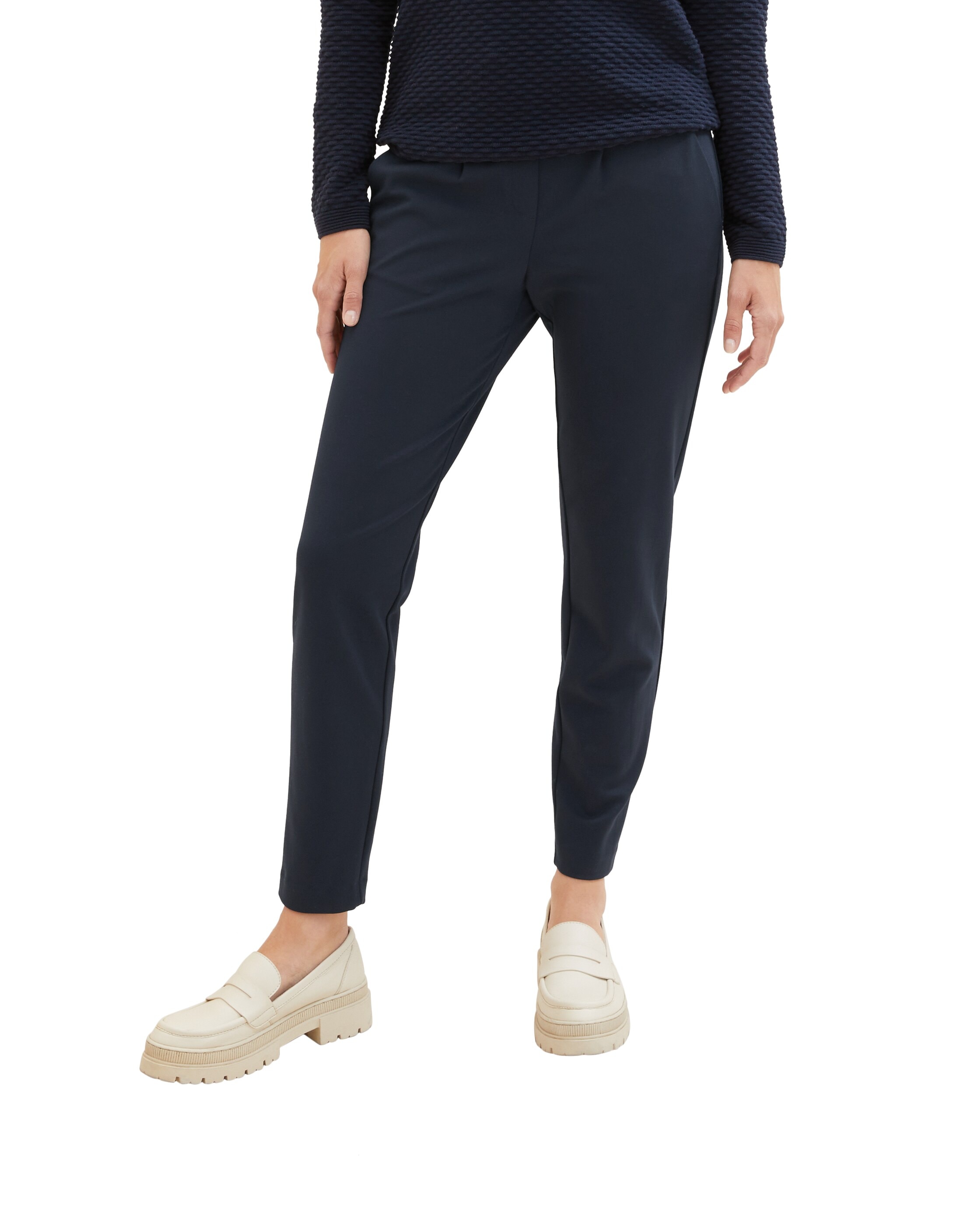 Pantalón ancho de mujer con cintura elástica y bolsillos - Tom Tailor - Azul Azul-3