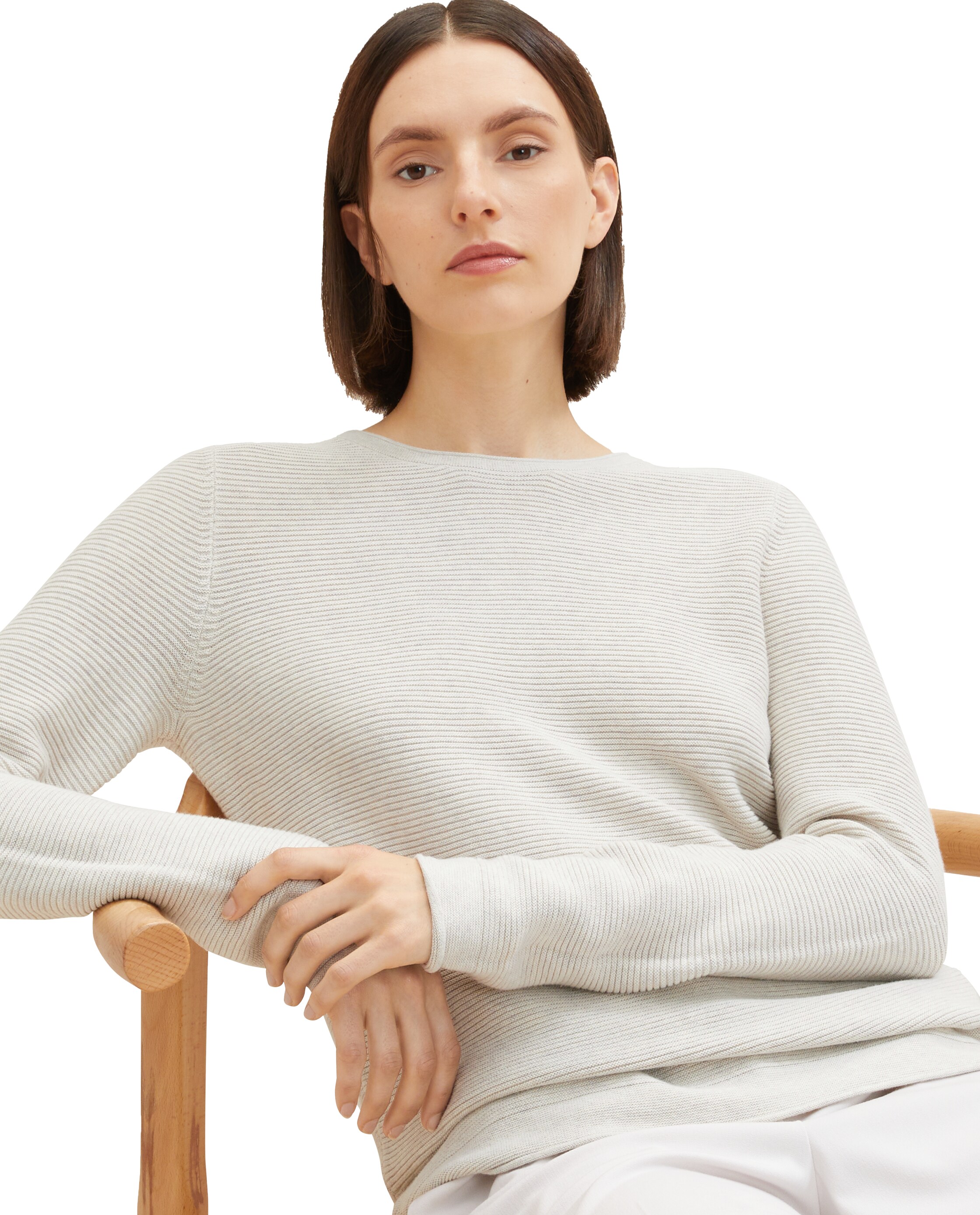 Jersey de mujer básico de cuello redondo - Tom Tailor - Gris claro Gris claro-3