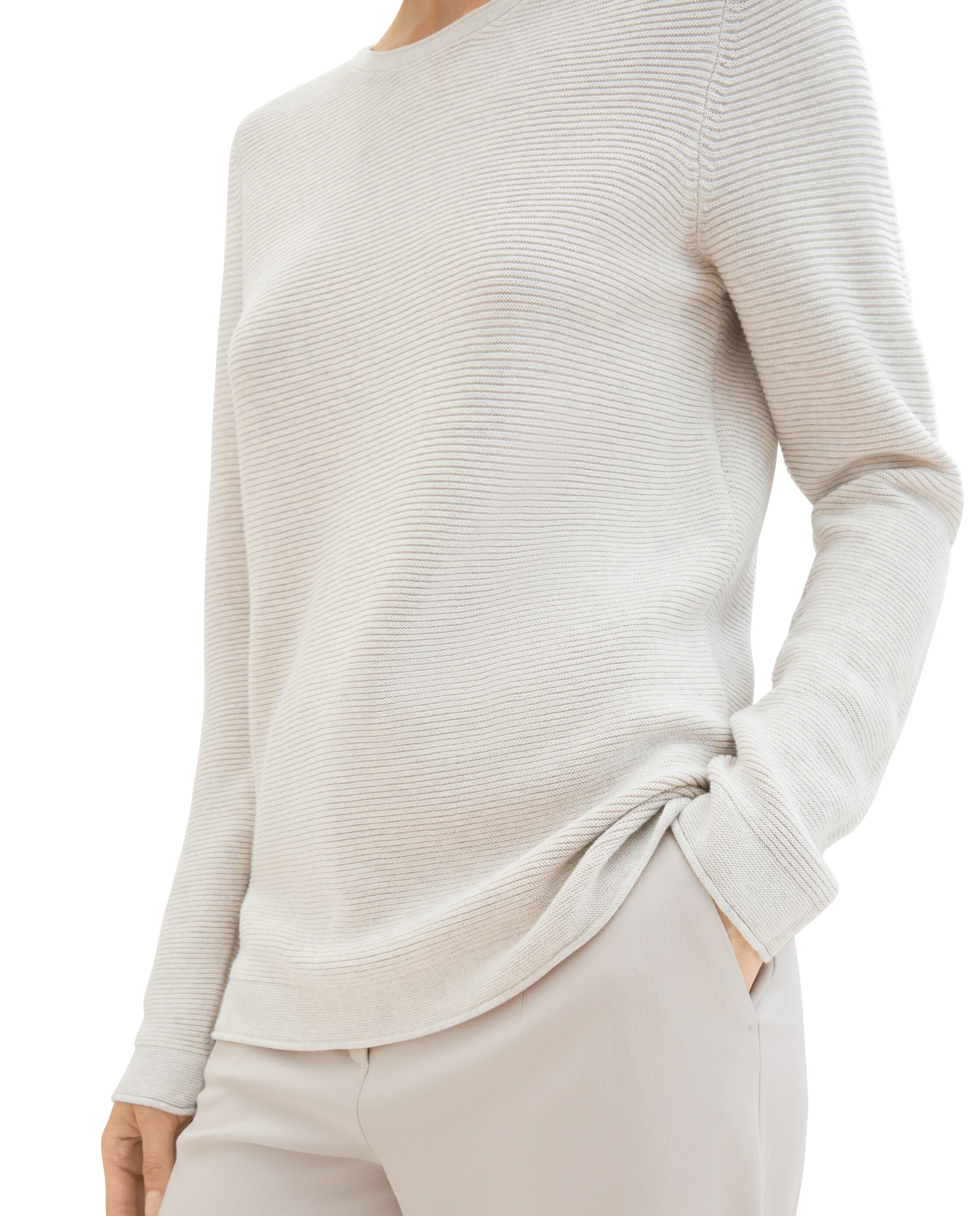 Jersey de mujer básico de cuello redondo - Tom Tailor - Gris claro Gris claro-4