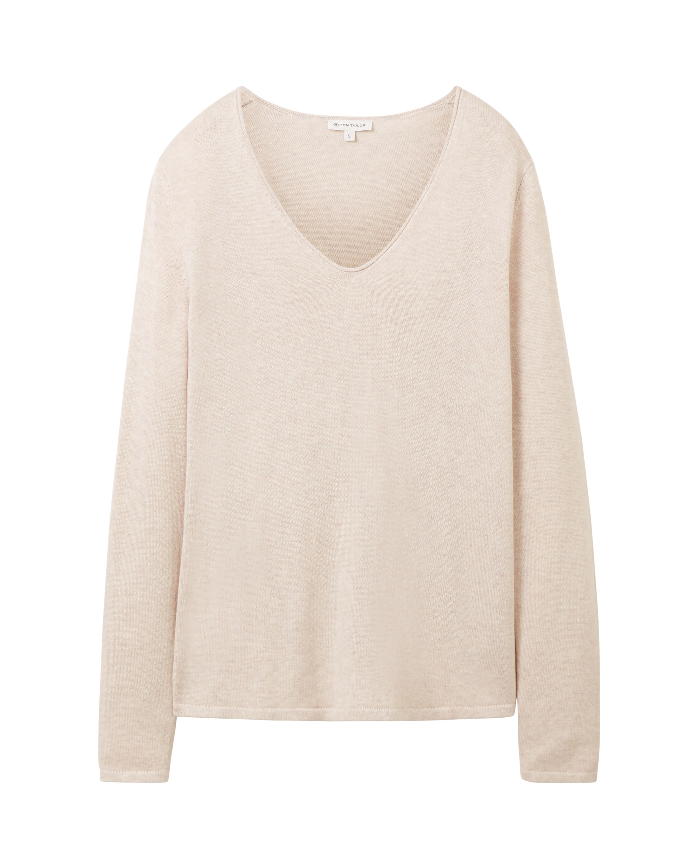Jersey de mujer con cuello pico y manga larga - Tom Tailor - Natural Natural-6