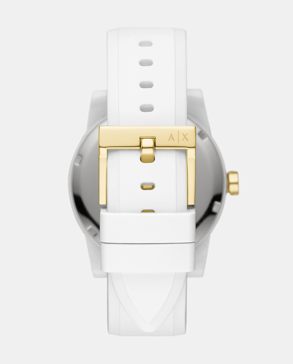 Conjunto de reloj de mujer de armani exchange con tres agujas y etiqueta para equipaje - Blanco Blanco-3