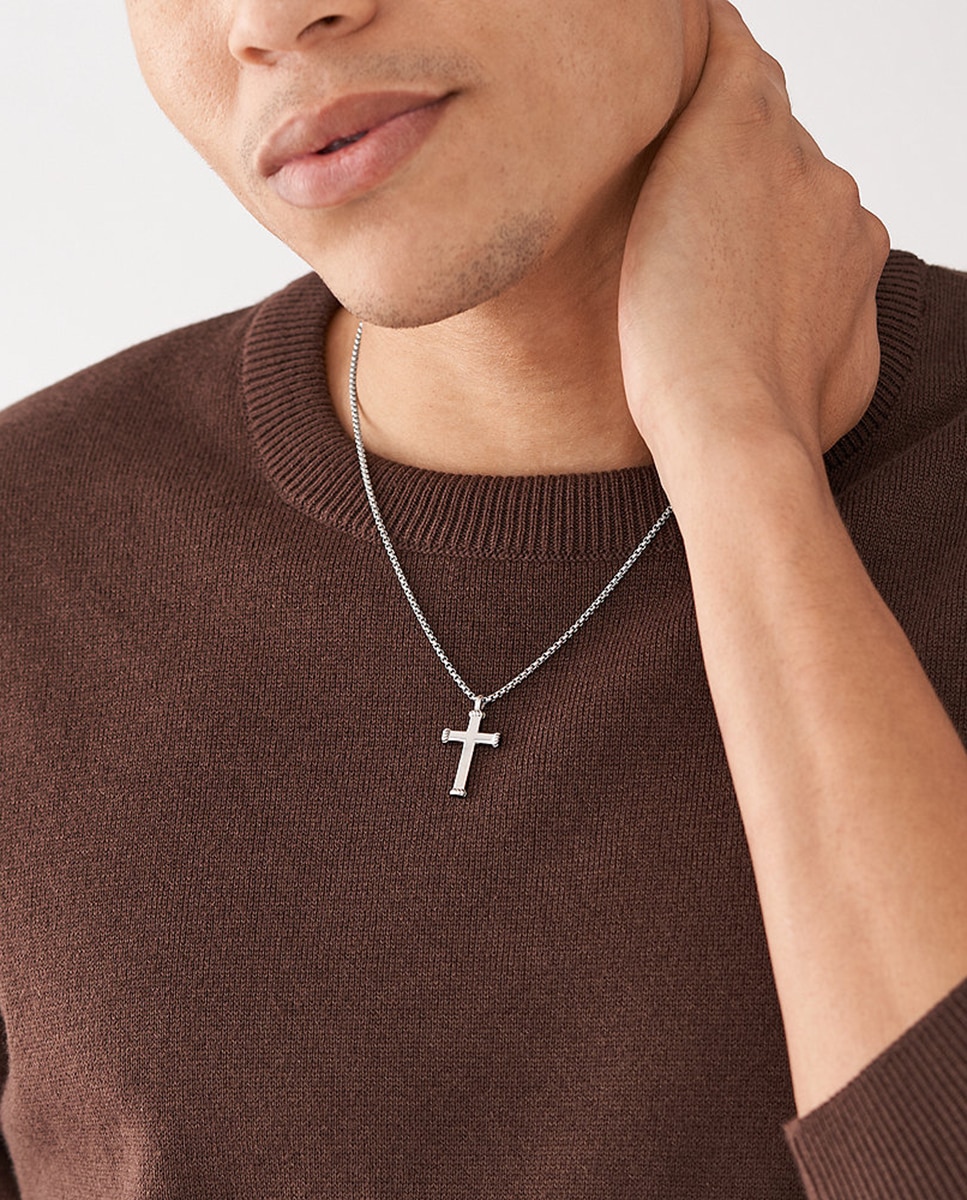 Collares de hombre con colgante ellis meaningful moments de acero inoxidable Plateado Fossil Plateado-5
