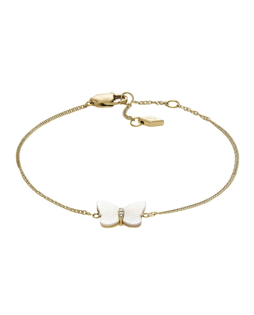 Imagen 0 de Pulsera de cadena de mujer sutton radiant wings con mariposa de nácar blanco Dorado