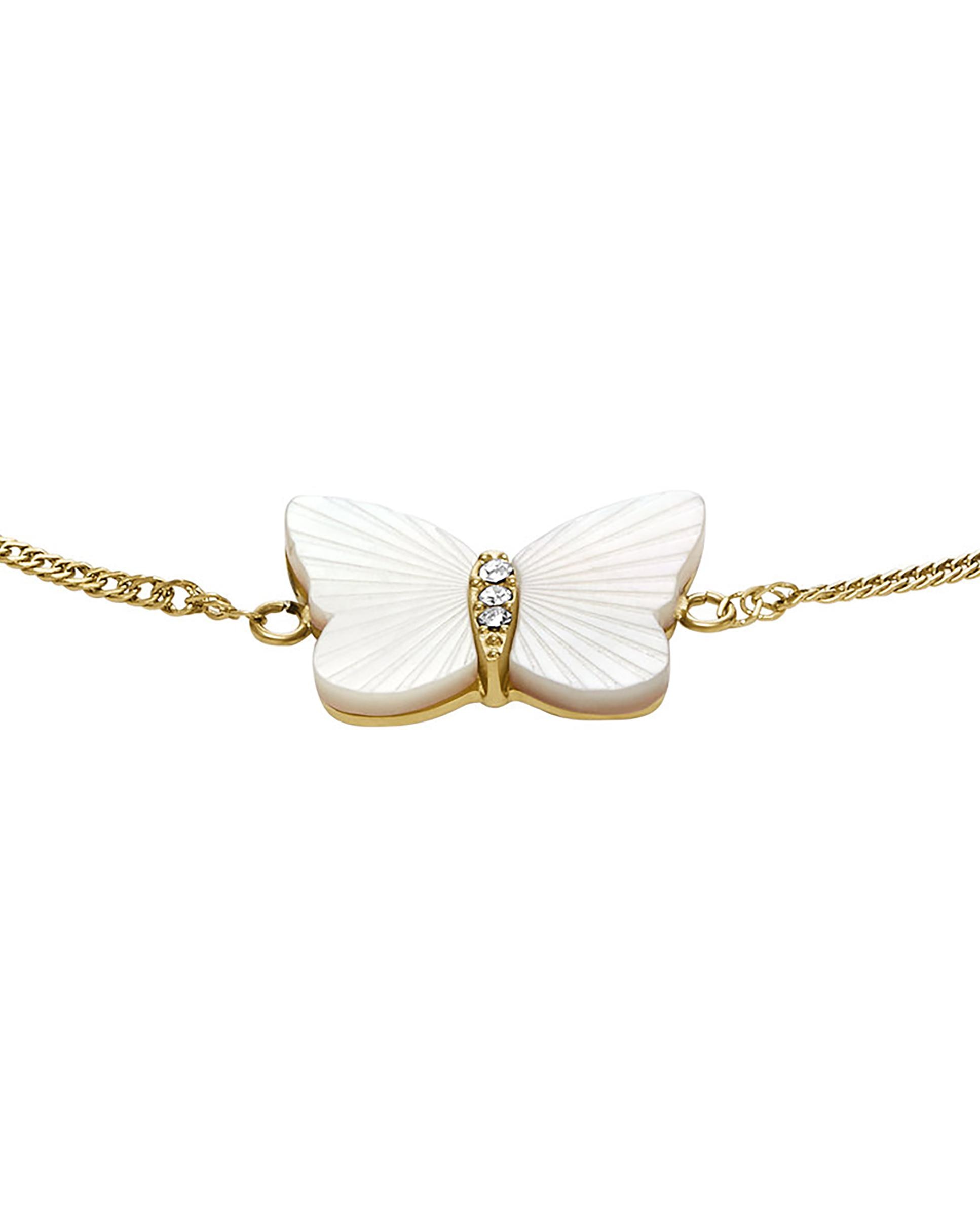 Pulsera de cadena de mujer sutton radiant wings con mariposa de nácar blanco - Fossil - Dorado Dorado-2