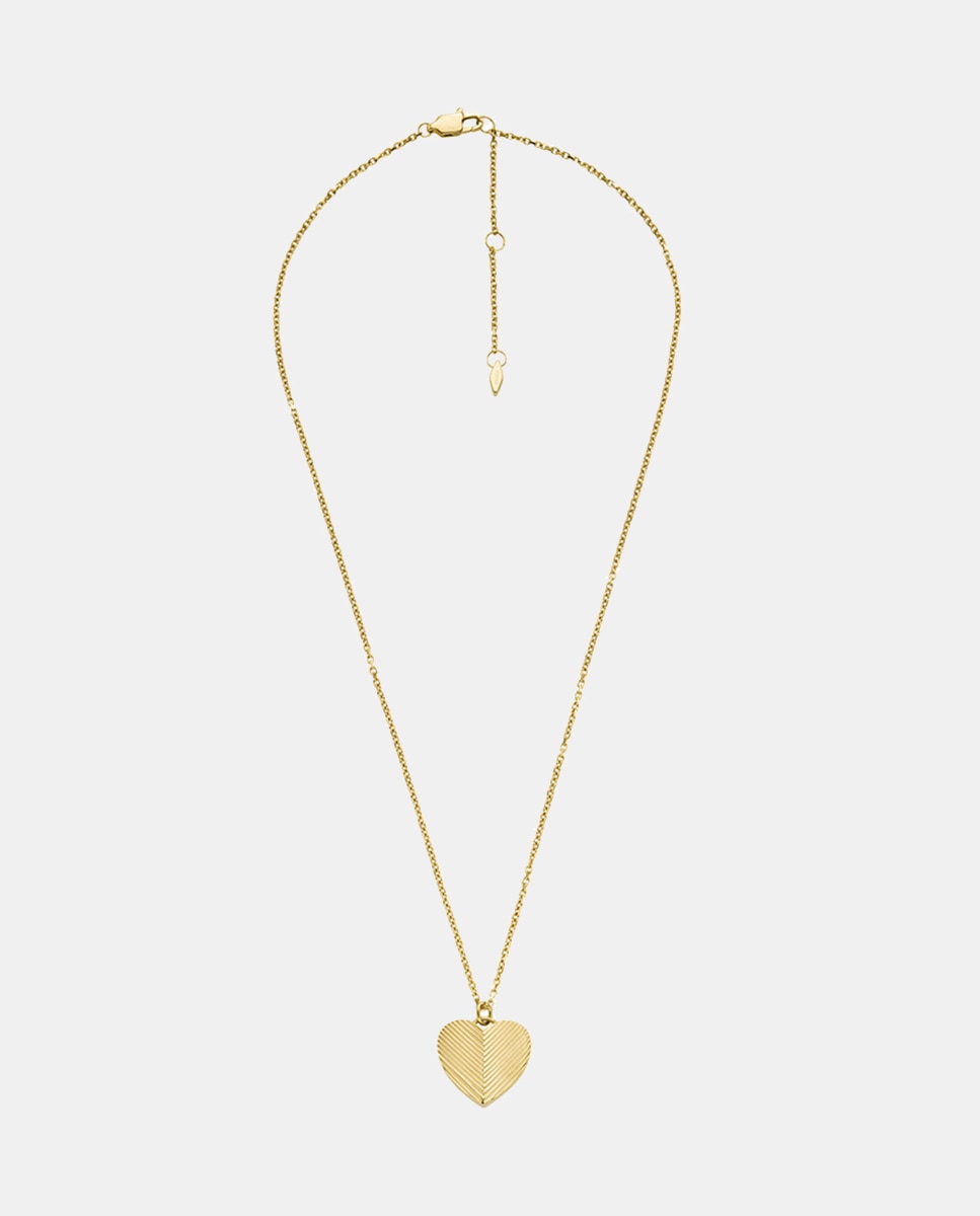 Imagen 0 de Collar de mujer harlow con colgante de corazón con textura lineal de acero inoxidable Dorado