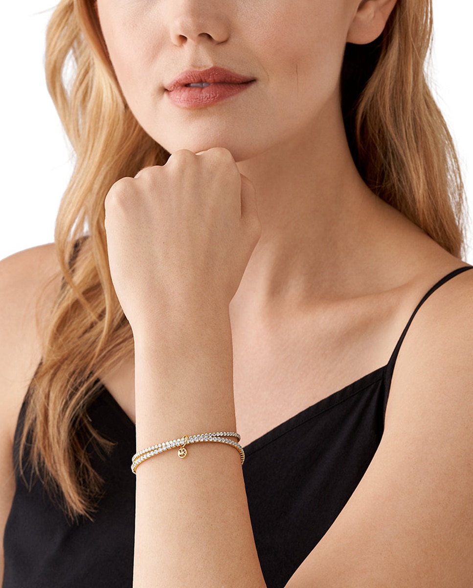 Pulsera tennis doble de mujer de michael kors de latón chapado en oro - Dorado Dorado-4