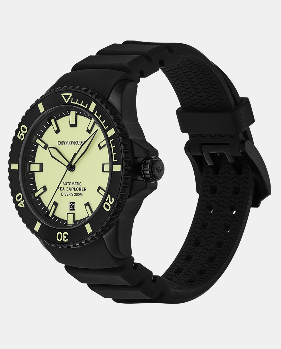 Reloj automático de hombre ar60085 con cierre de hebilla - Emporio Armani - Negro Negro-4