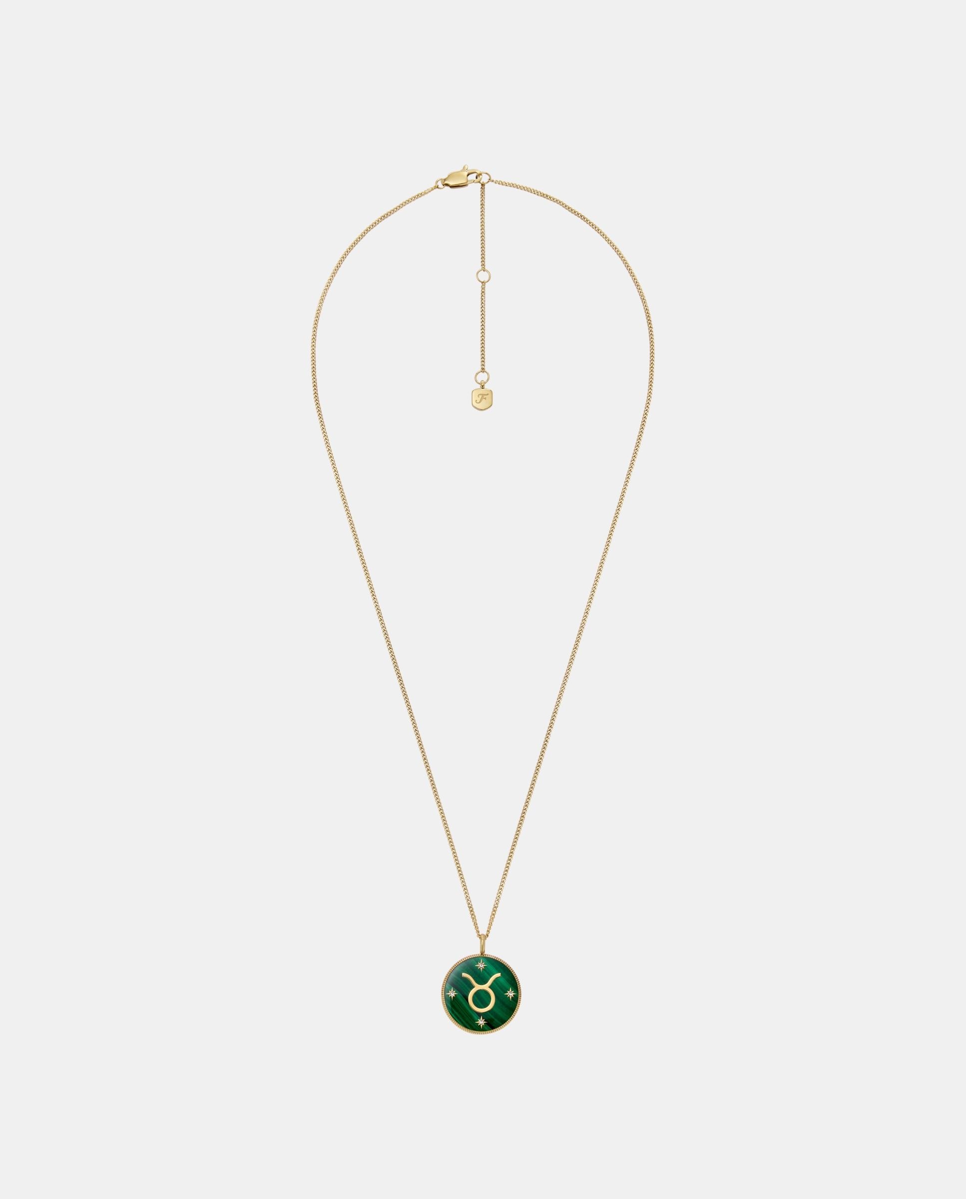 Cadena con colgante sutton zodiac tauro con colgante de acero inoxidable - Fossil - Verde Verde-3