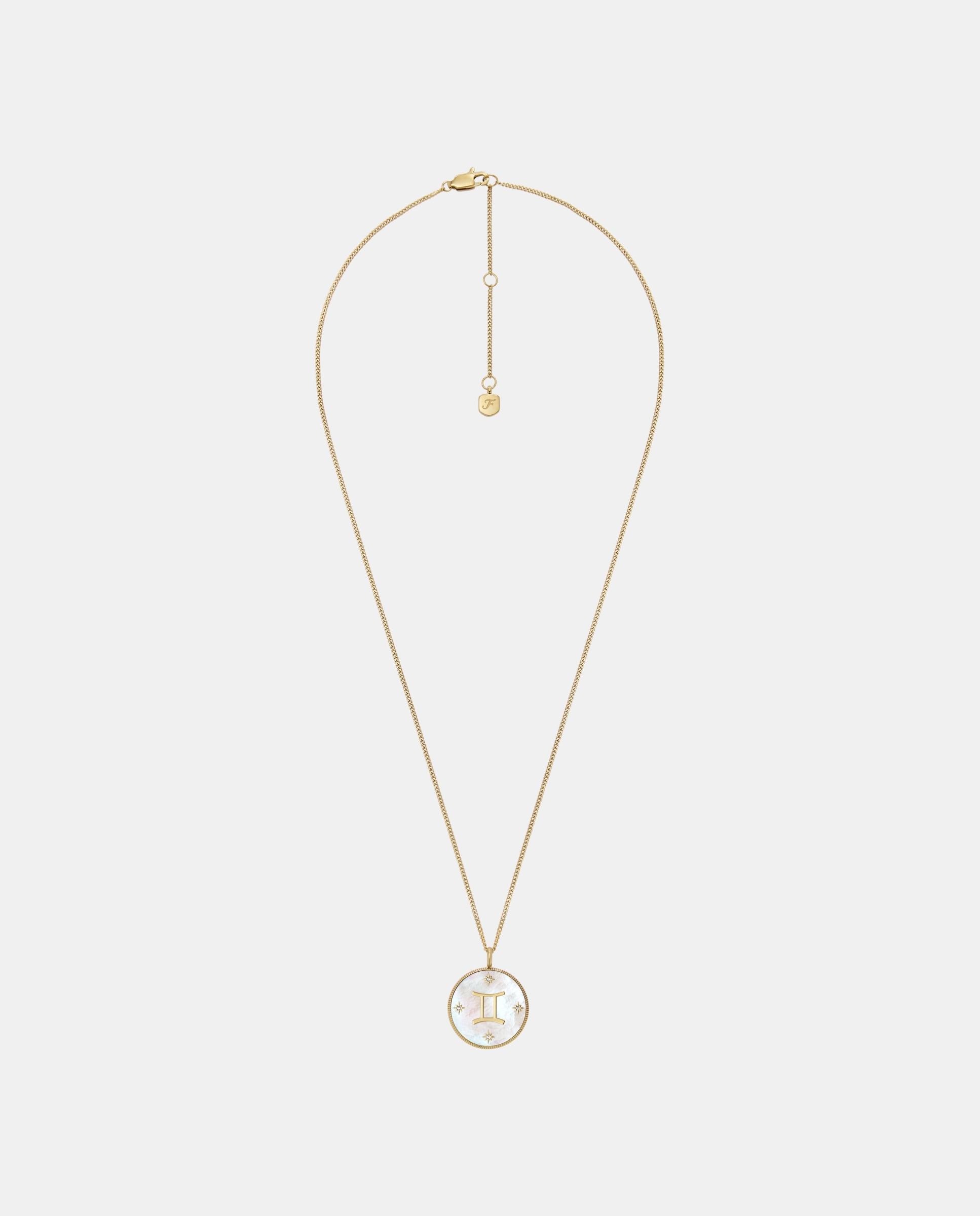 Cadena con colgante sutton zodiac géminis con colgante de acero inoxidable - Fossil - Blanco Blanco-3