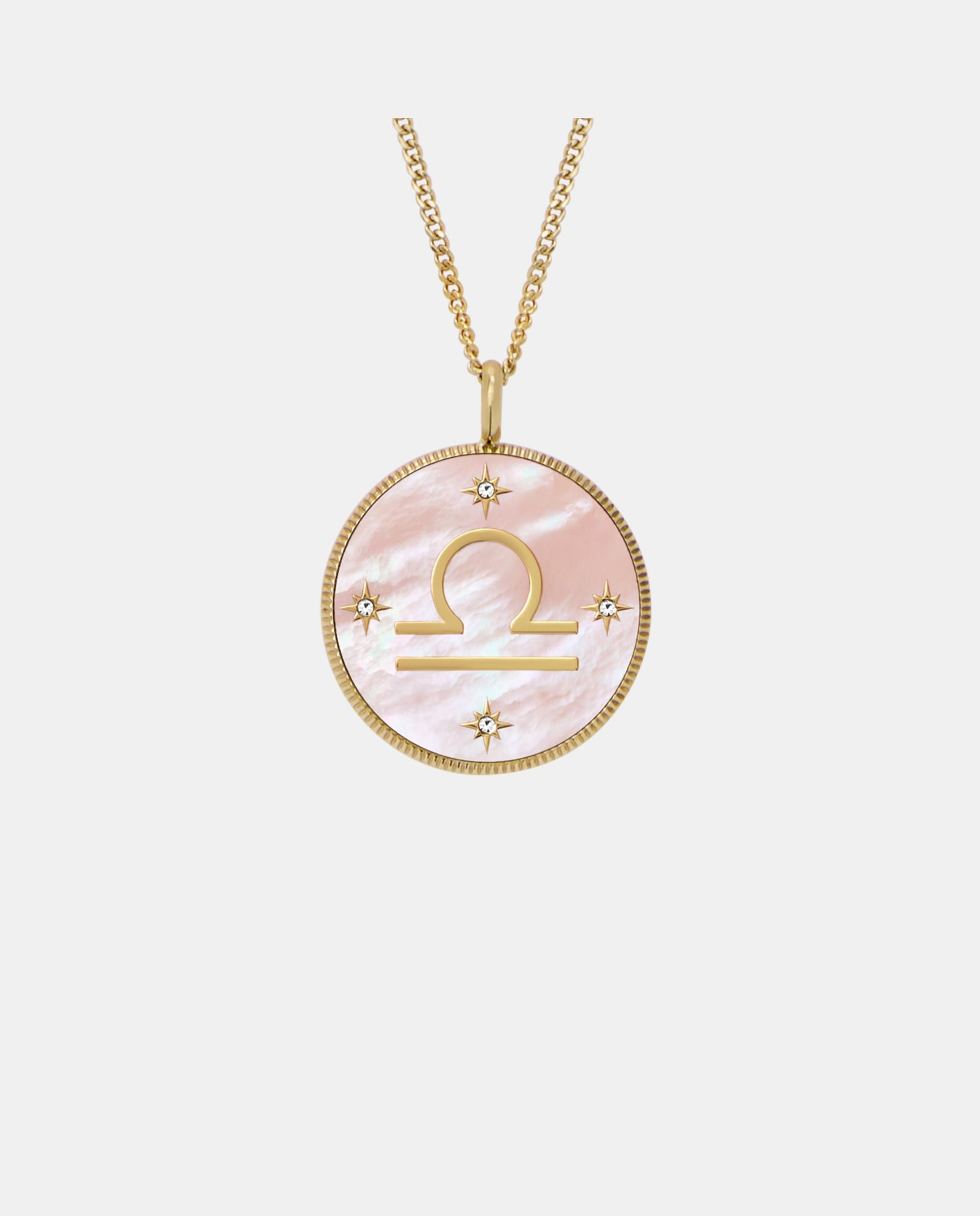 Imagen 0 de Cadena con colgante sutton zodiac libra con colgante de acero inoxidable y nácar Rosa